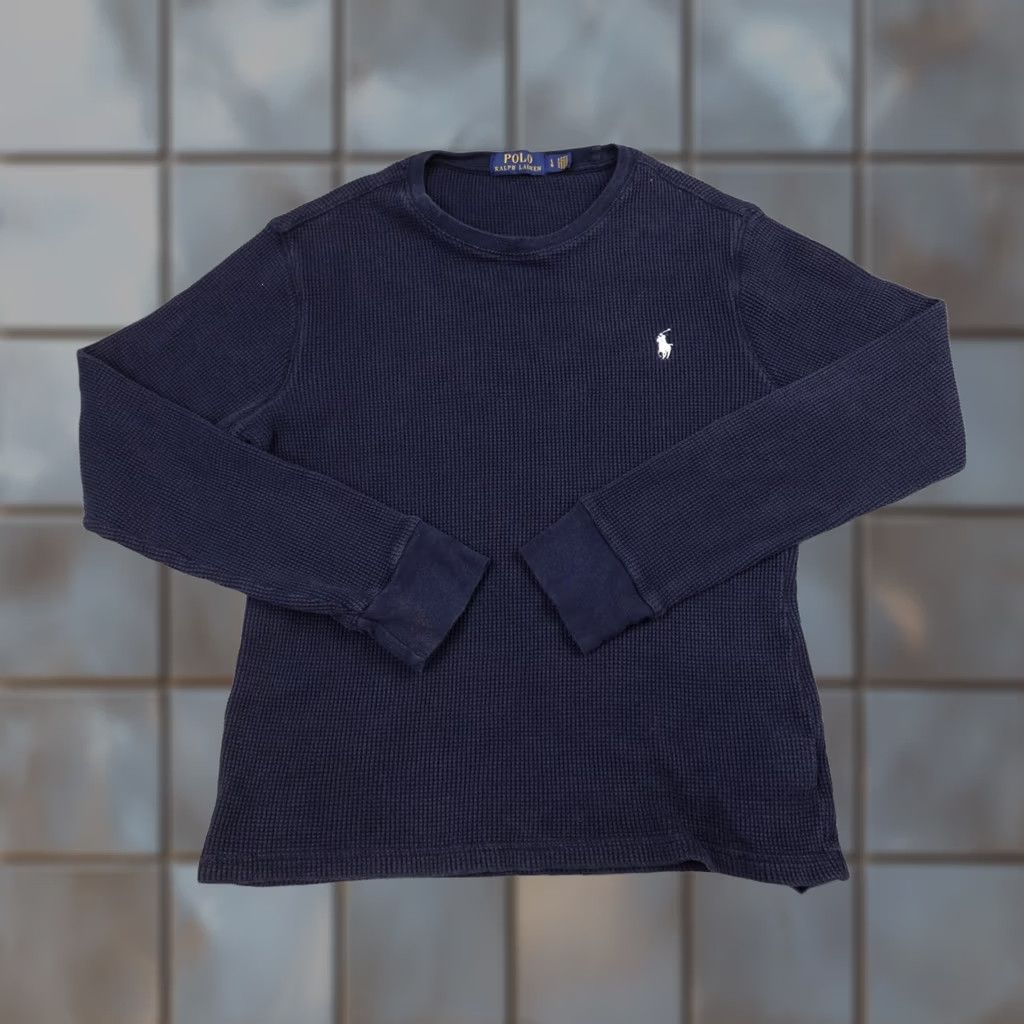 Polo Ralph Lauren Polo Ralph Lauren Thermal Shirt Mens Large Blue Waffle Knit Long Sleeve Pullover Size US L / EU 52-54 / 3 - 1 Thumbnail