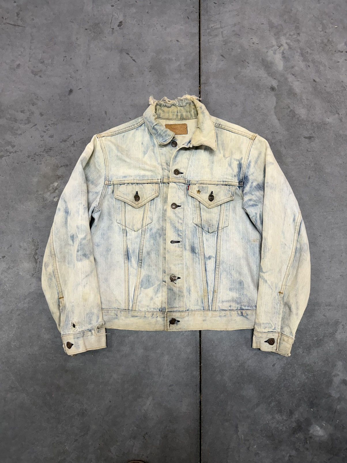 Thrashed Faded Levis Denim Jacket ERD Grunge sz 40 70s 80s
