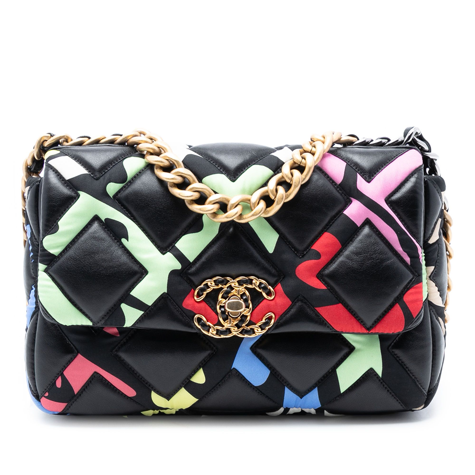 Chanel Chanel Medium Lambskin and Printed Silk Fixation 19 Flap Size ONE SIZE - 1 Thumbnail