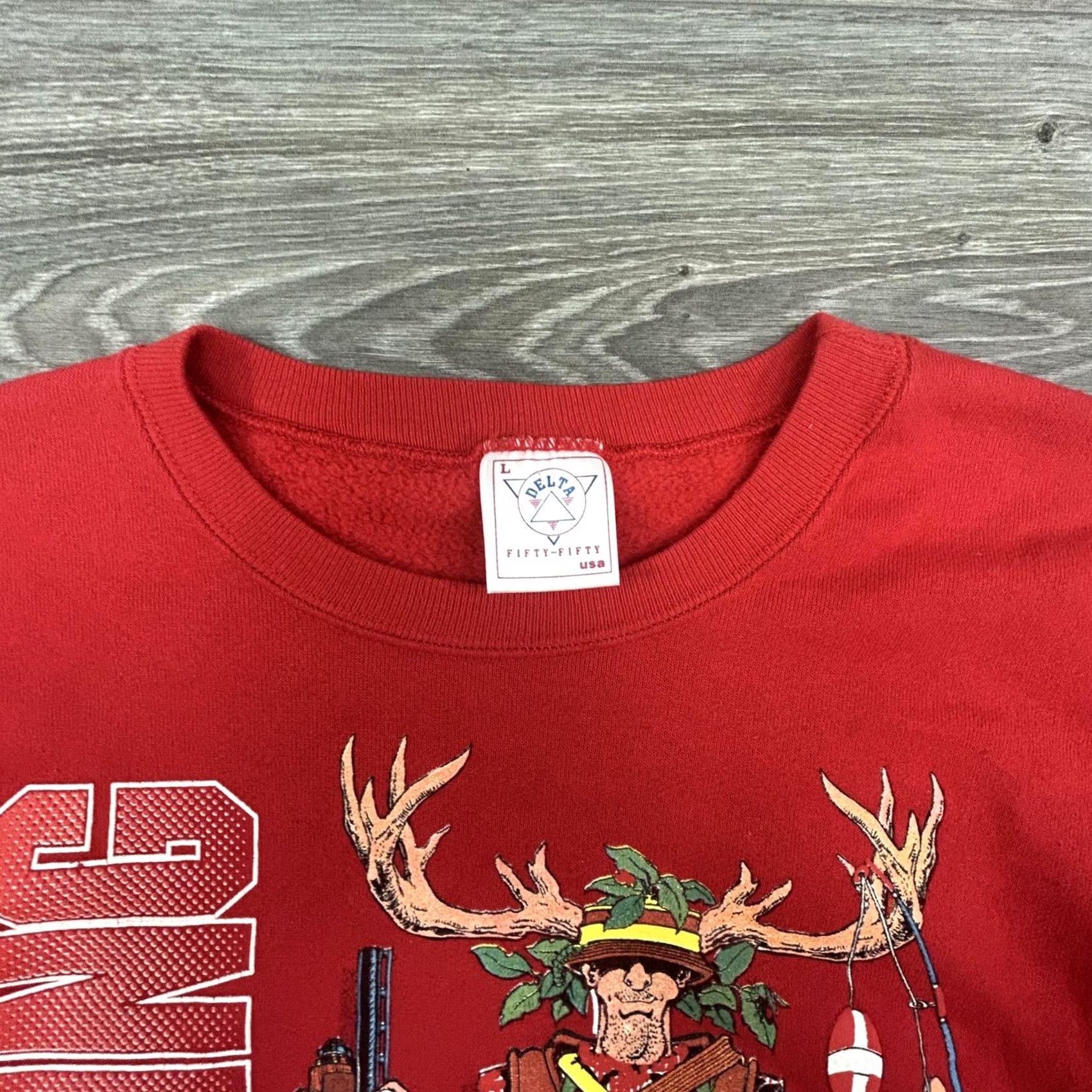 Vintage VINTAGE Collegiate Pacific Wyoming All Around Sportsman Sweatshirt Mens Large Red Crew Neck Graphic Print 90s Size US L / EU 52-54 / 3 - 5 Thumbnail