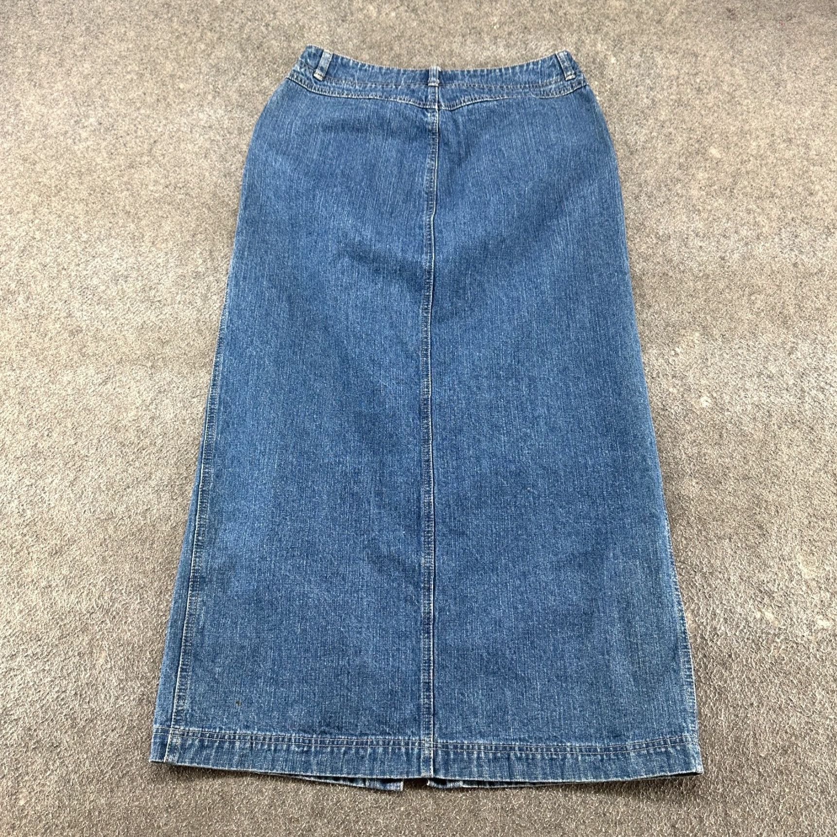 Vintage VINTAGE Style&co. Maxi Skirt Womens 8 Blue Long Denim Cotton 90s Pockets Stretch Size 30" / US 8 / IT 44 - 3 Thumbnail