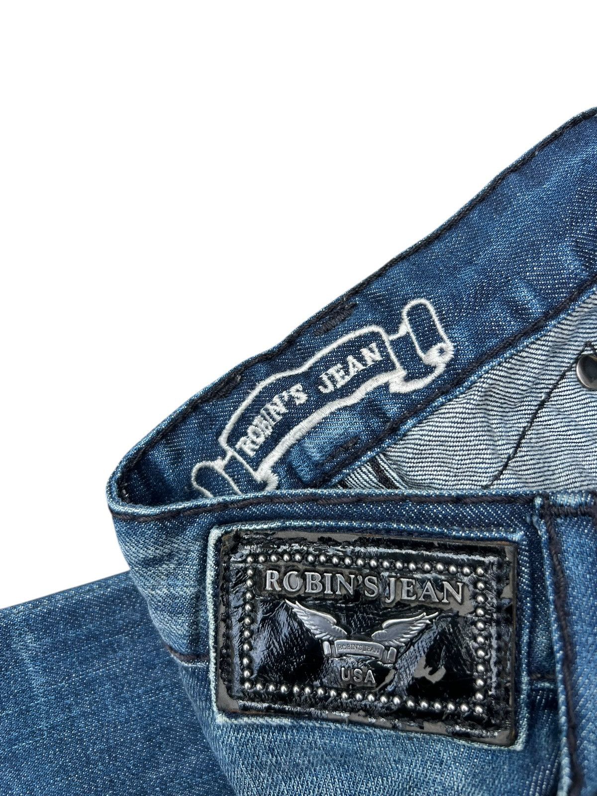 Robins Jeans Y2K Robin’s Jean Born To Be Wild Dirty Denim Jeans Size US 31 - 20 Thumbnail