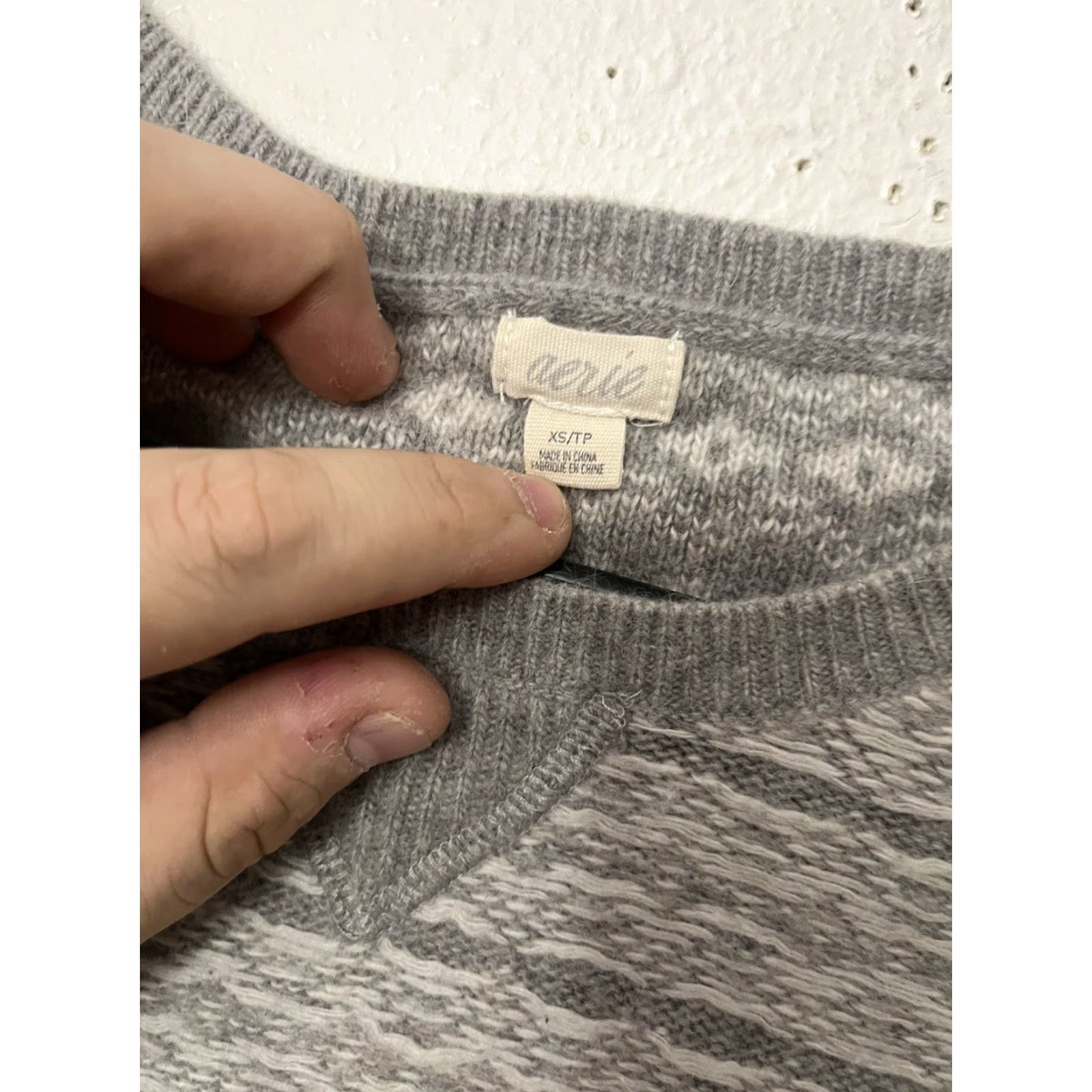 Vintage Aerie Sweatery Pullover Wool-Blend Mock Crew Turtleneck Striped XS Gray Womens Pullover Size XS Wool Blend Gray Striped Turtleneck Casual Workwear Size XS / US 0-2 / IT 36-38 - 3 Thumbnail