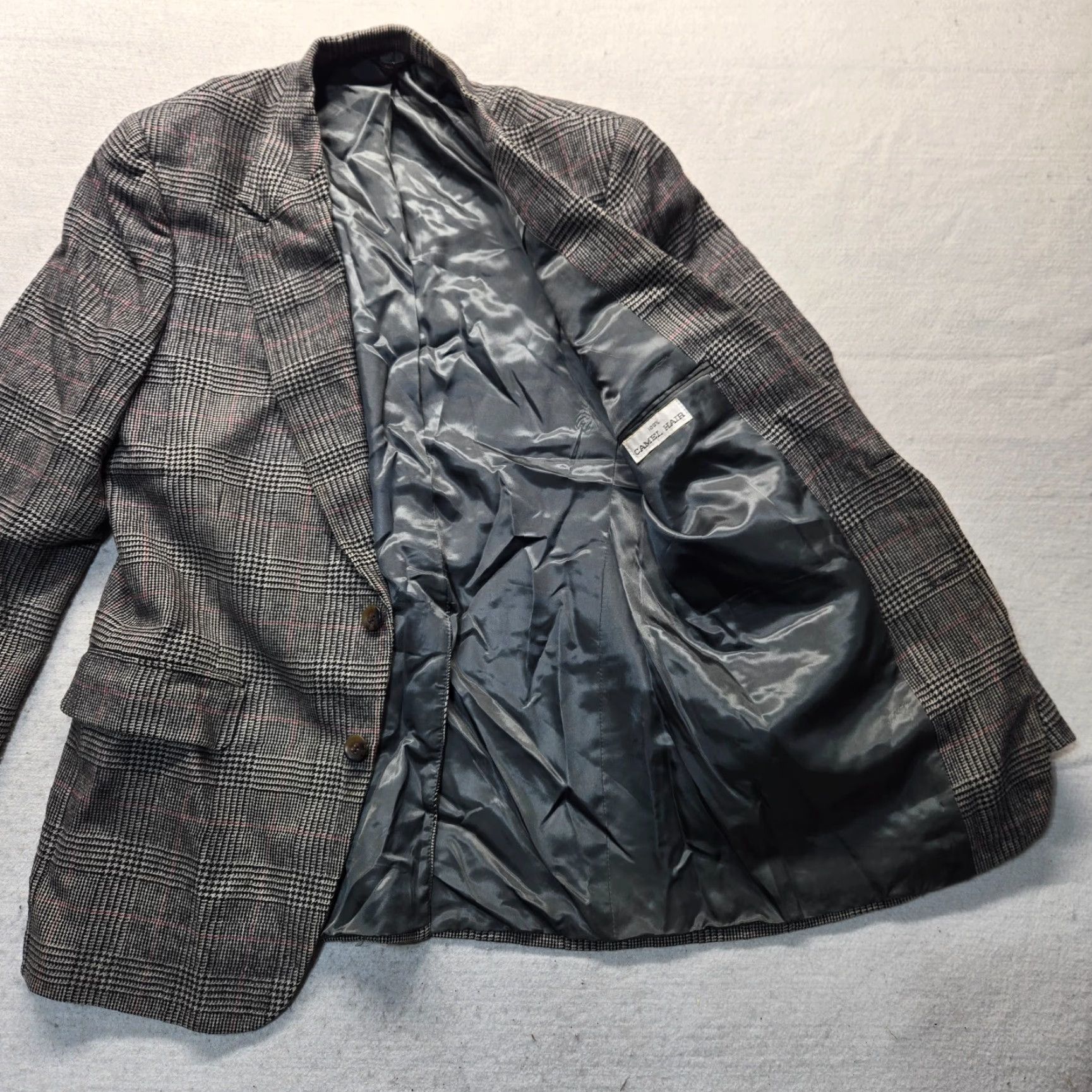 Camel VINTAGE ACTWU Union Made Camelhair Sport Coat Gray Adult Mens Large Jacket? Size L / US 10 / IT 46 - 4 Thumbnail