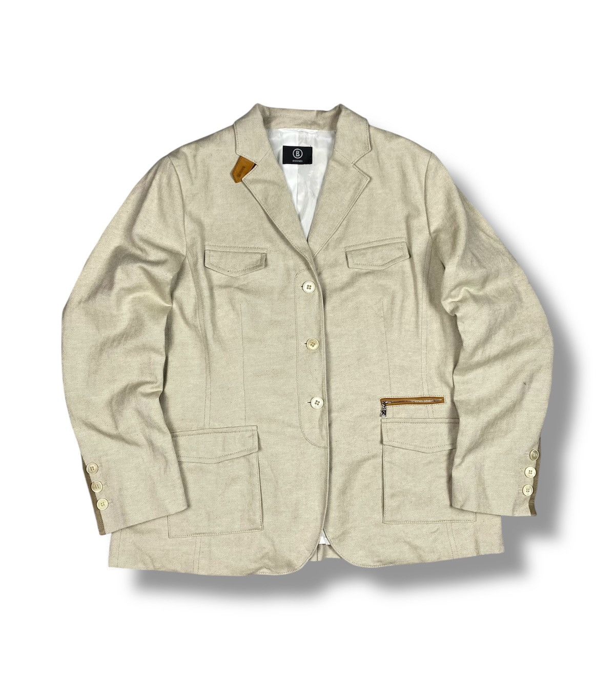 Bogner Bogner Beige Linen Cotton Tailored Blazer EU44 XL luxury Size XL / US 12-14 / IT 48-50 - 1 Thumbnail