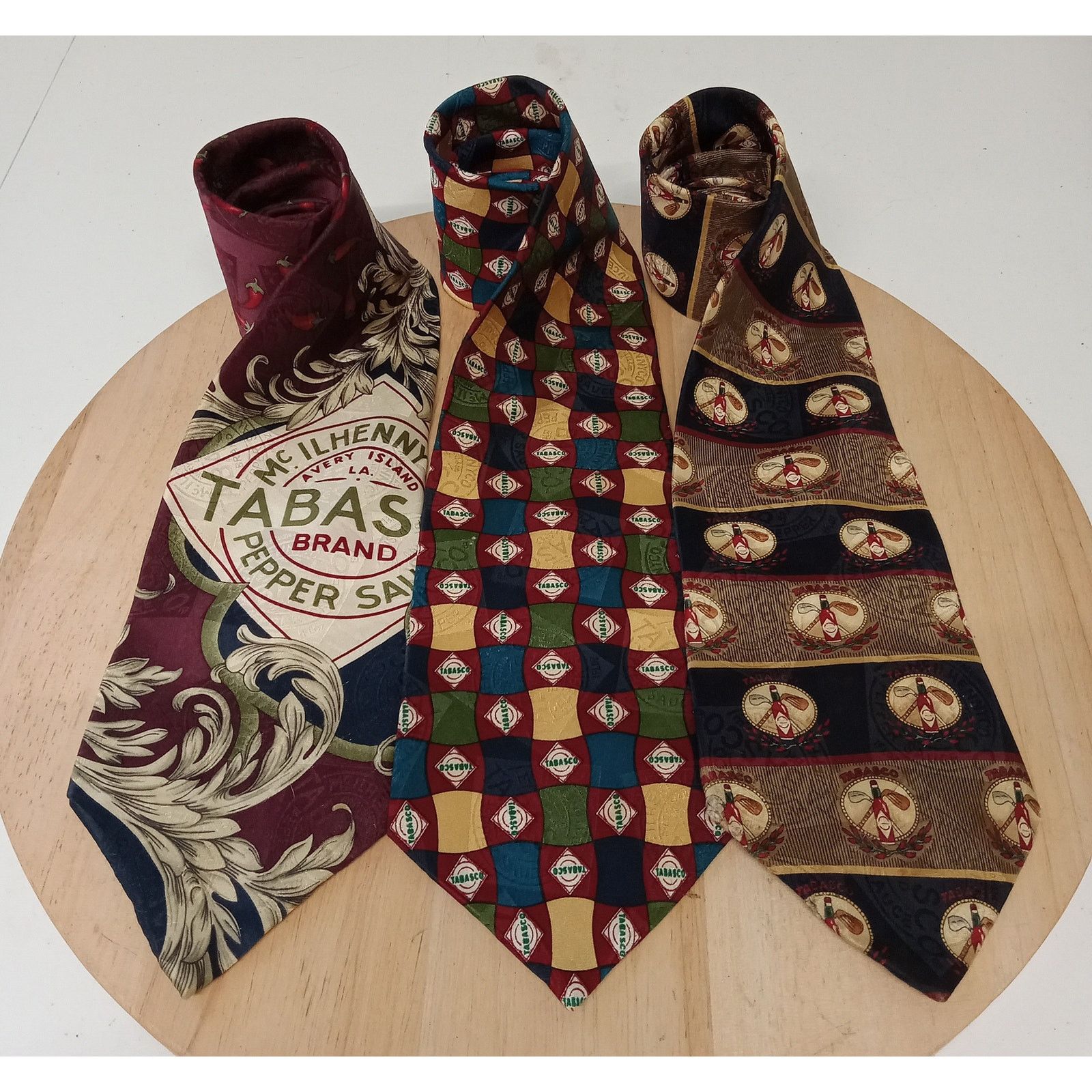 Tabasco Set Of 3 Tabasco Ties Men's Muted Colors 100% Silk USA Size ONE SIZE - 1 Thumbnail