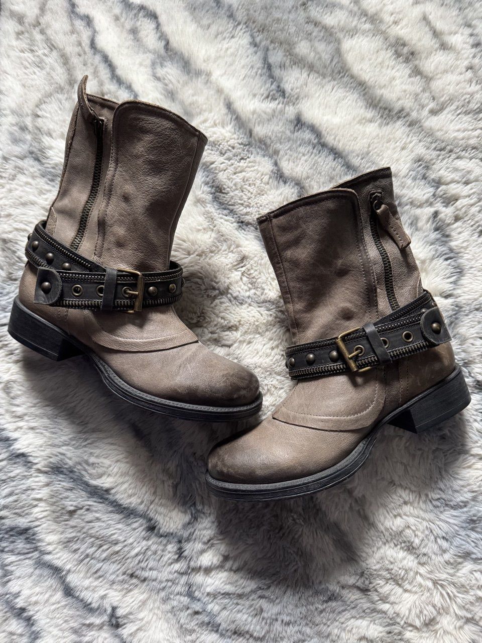 Vintage Vintage Leather Ankle Boots Zip Buckle Biker A.S. 98 style Size US 7 / IT 37 - 1 Thumbnail