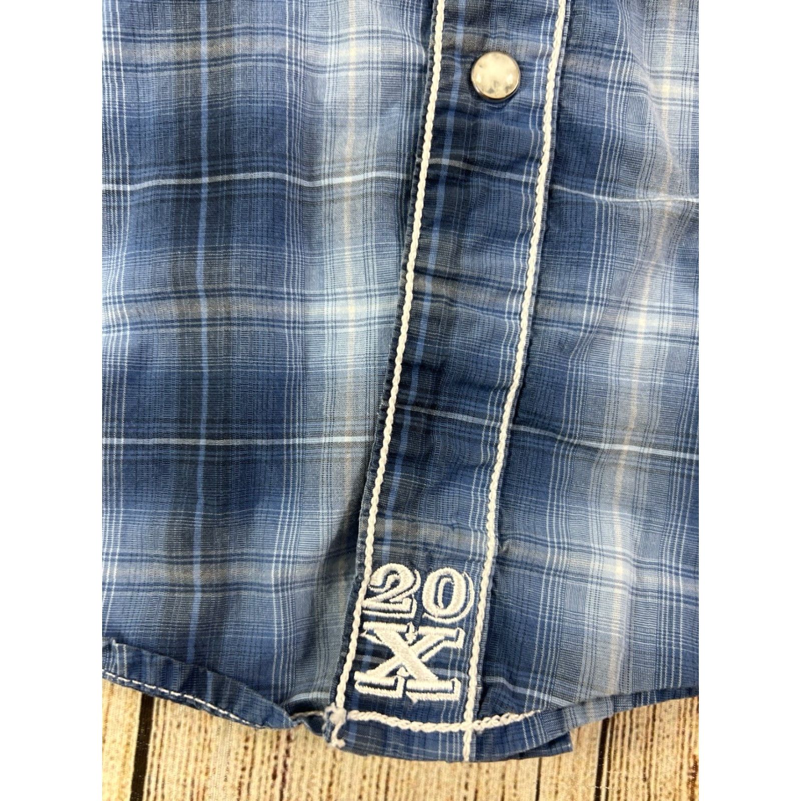 Wrangler Wrangler Shirt Long Sleeve Plaid Western Button-Up Pearl Snap M Blue Mens Size US M / EU 48-50 / 2 - 8 Thumbnail