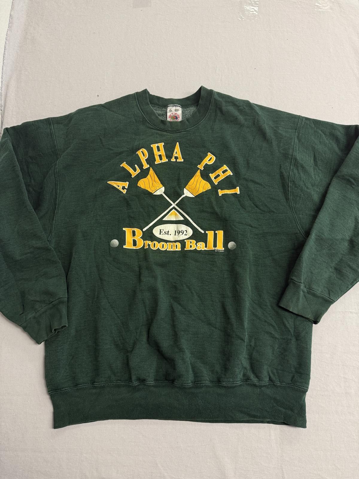 Fruit Of The Loom Vintage Alpha Phi Broom Ball Crewneck Est 1992 - XL Size US XL / EU 56 / 4 - 1 Thumbnail