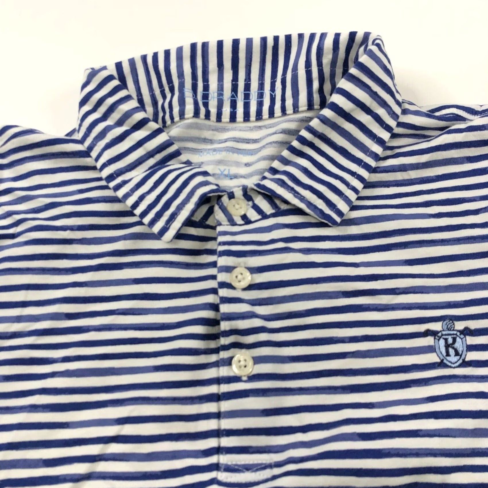 Vintage B. Draddy Mens Golf Polo Shirt XL Blue 100% PIMA COTTON Stretch Button Size US XL / EU 56 / 4 - 2 Thumbnail