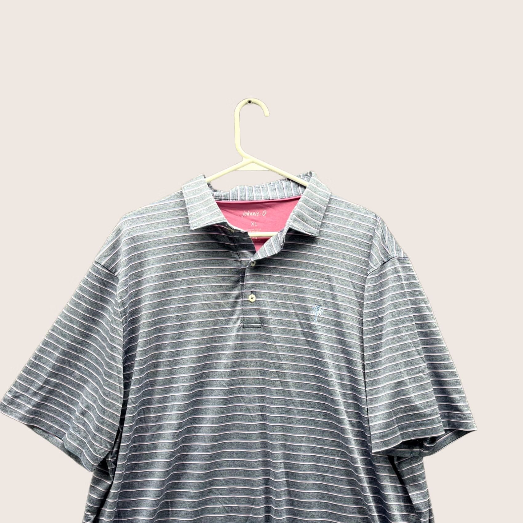 johnnie-O johnnie-O Polo Shirt Men XL Gray Striped Casual Polyester Logo Golf Stretch Shirt Size US XL / EU 56 / 4 - 1 Thumbnail
