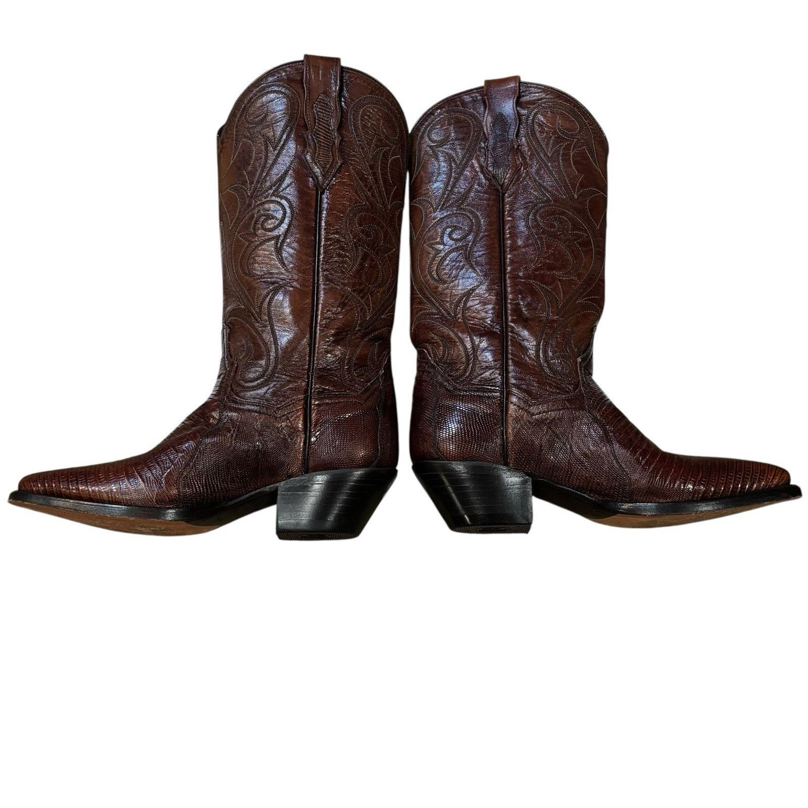 Dan Post Vtg Dan Post Teju Lizard Cowboy Boots Brown 6 W | W 7. 5-8 Size US 6 / EU 39 - 9 Thumbnail