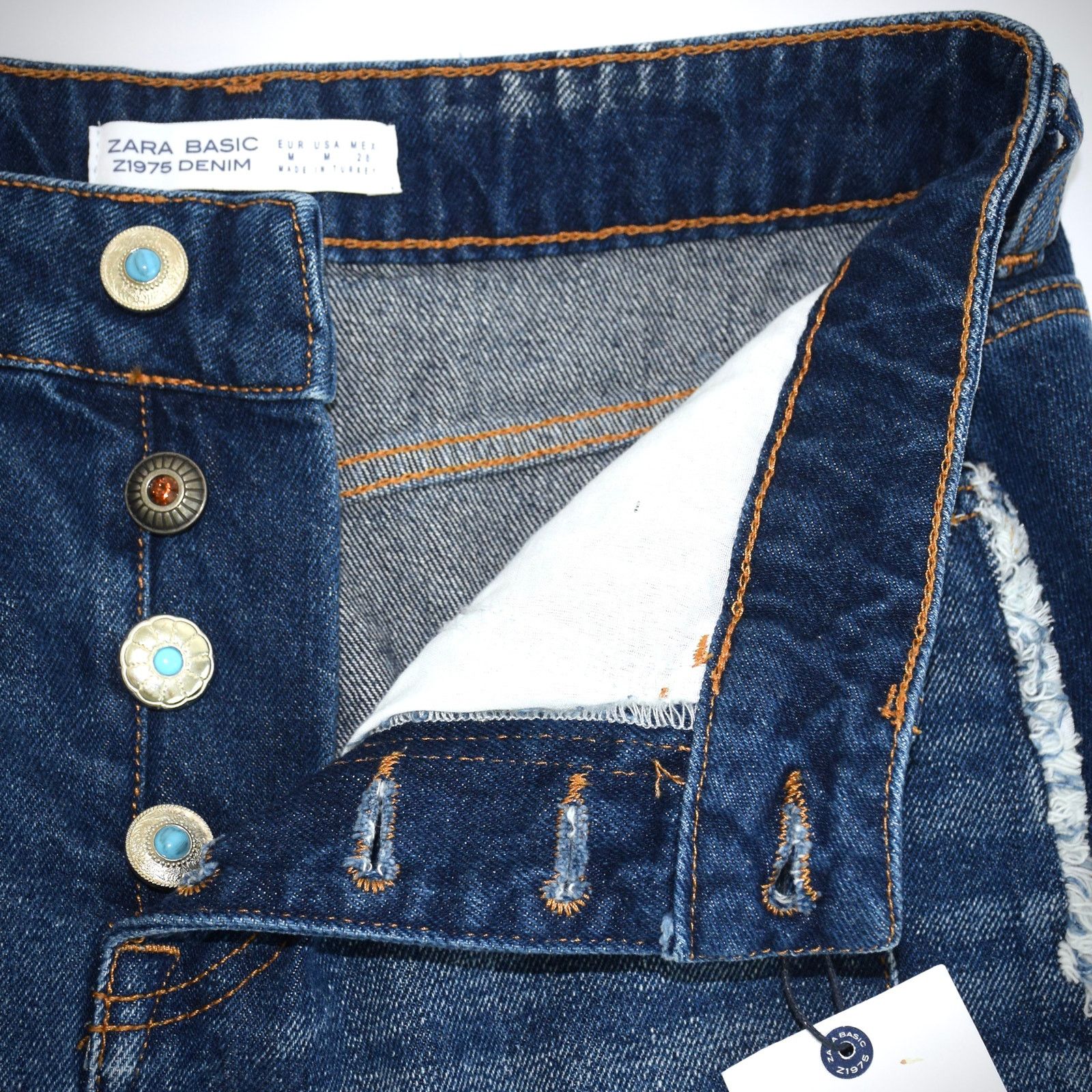 Zara Zara Denim Distressed Mini Skirt Size M NWT Size 28" / US 6 / IT 42 - 5 Thumbnail