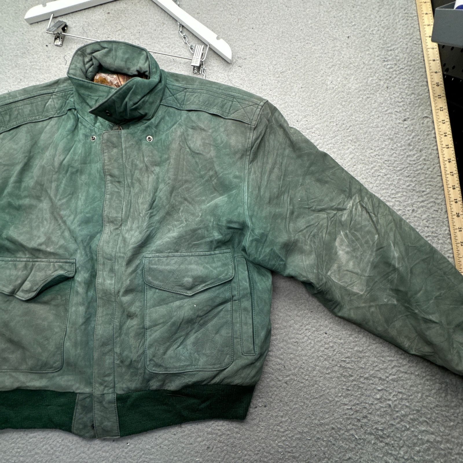 Other Vintage International Leather Green Bomber Jacket Large Size US L / EU 52-54 / 3 - 12 Thumbnail