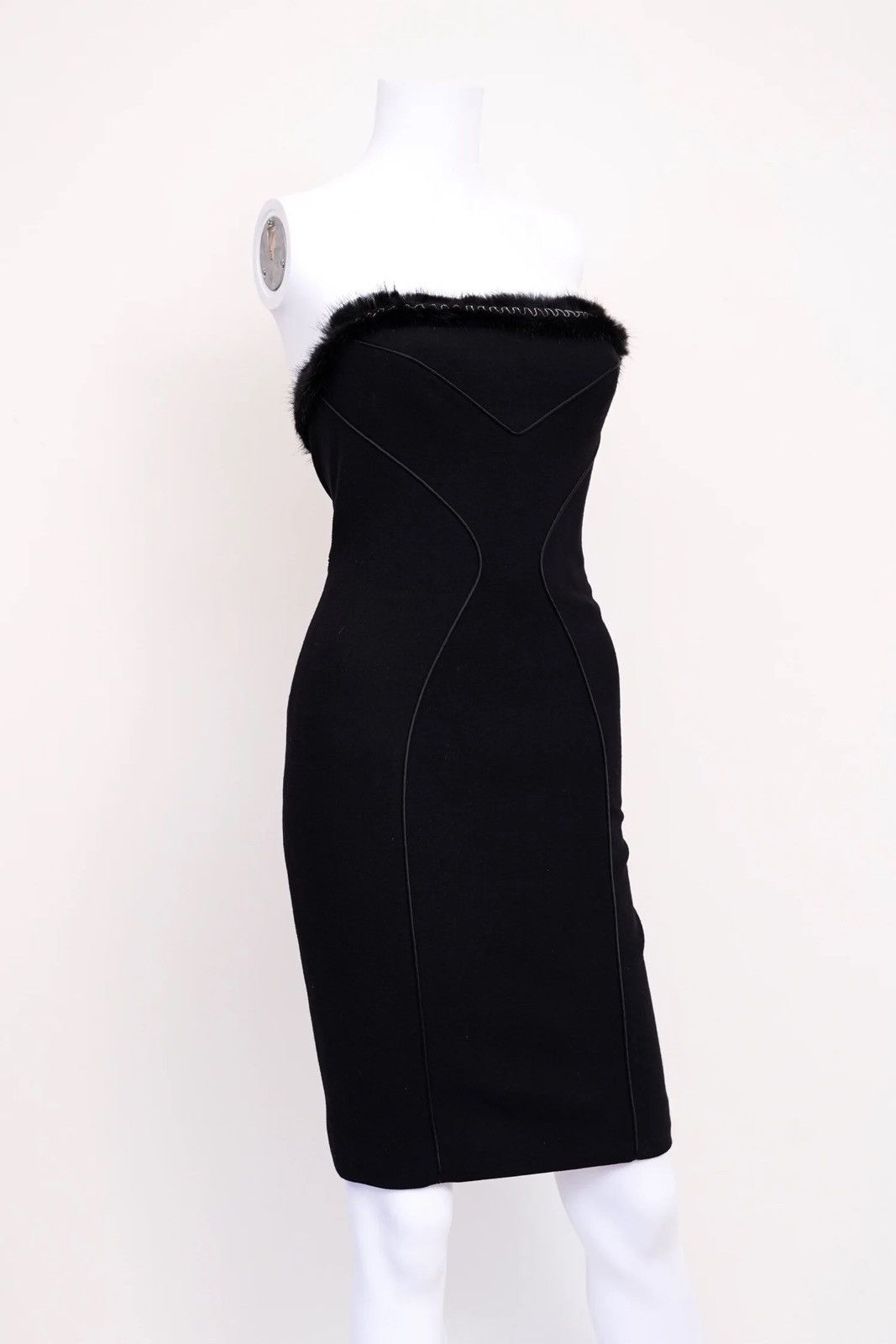 Versace Versace Black Fur Tube Dress Size M / US 6-8 / IT 42-44 - 3 Thumbnail