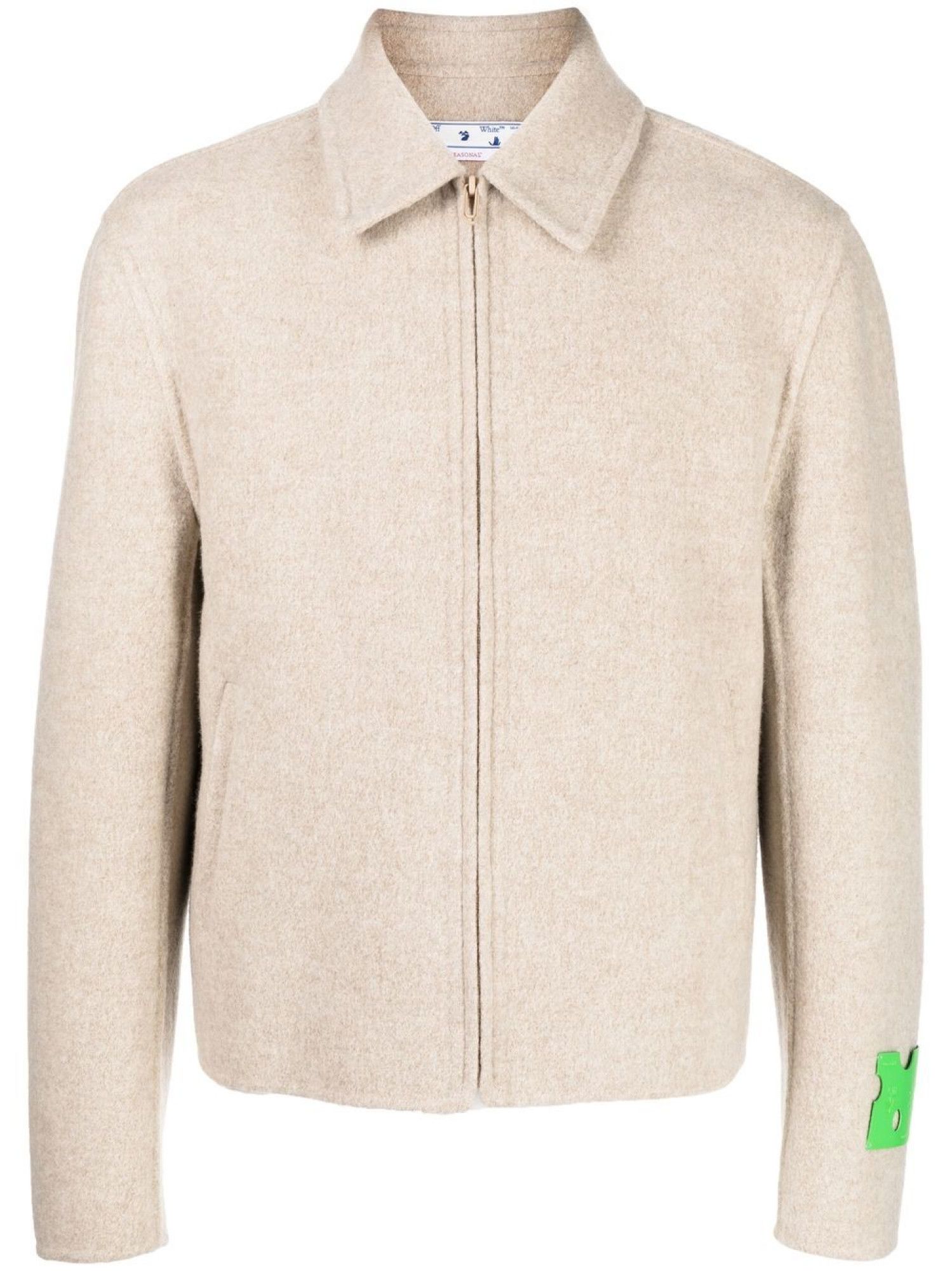 Off-White o1gr1nt0125 Tag Double Wool Zip Up Blouson Jacket in Bone Size US M / EU 48-50 / 2 - 1 Thumbnail