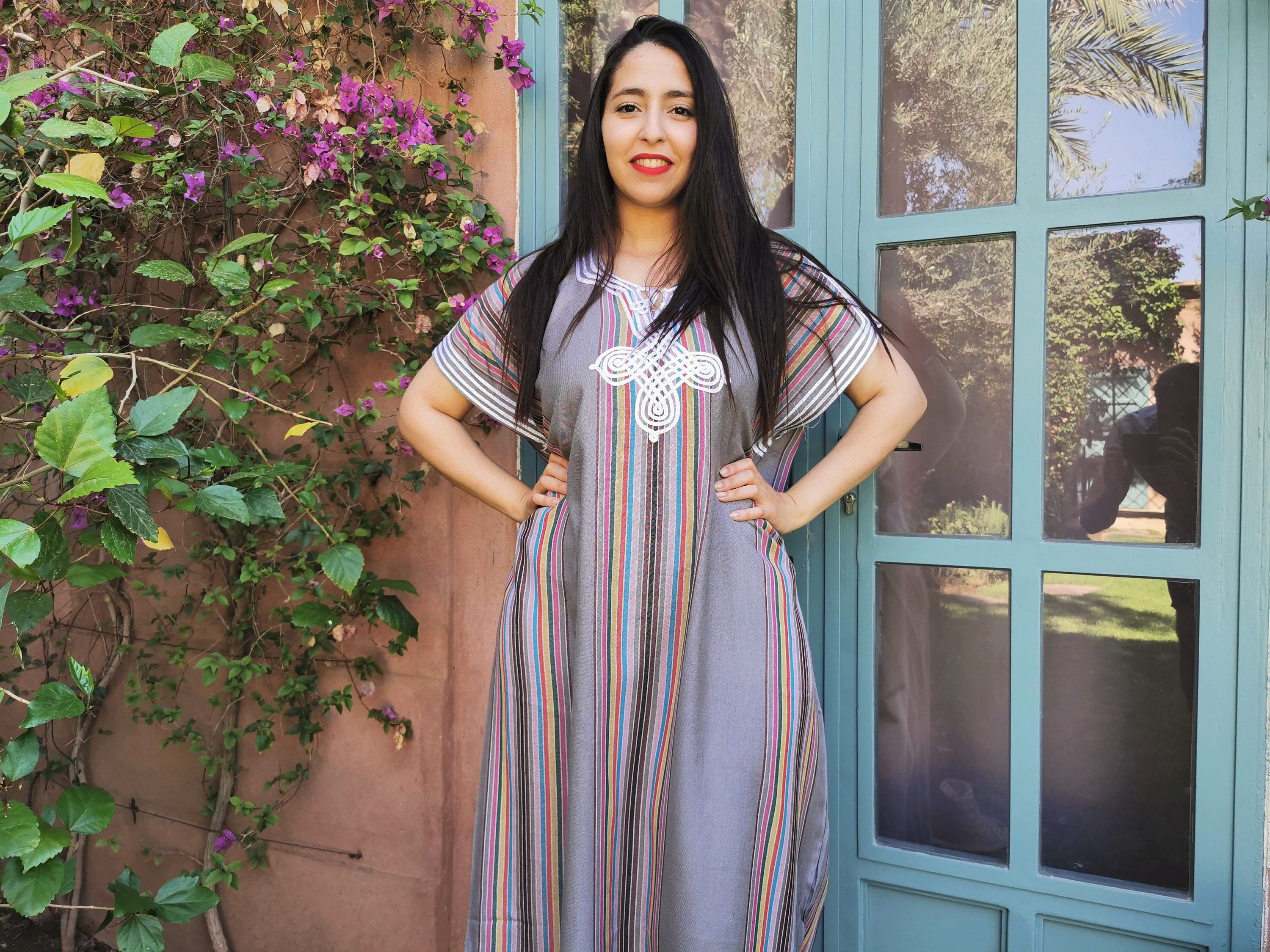 Designer × Handmade Grey Moroccan Bohemian Kaftan Size ONE SIZE - 4 Thumbnail