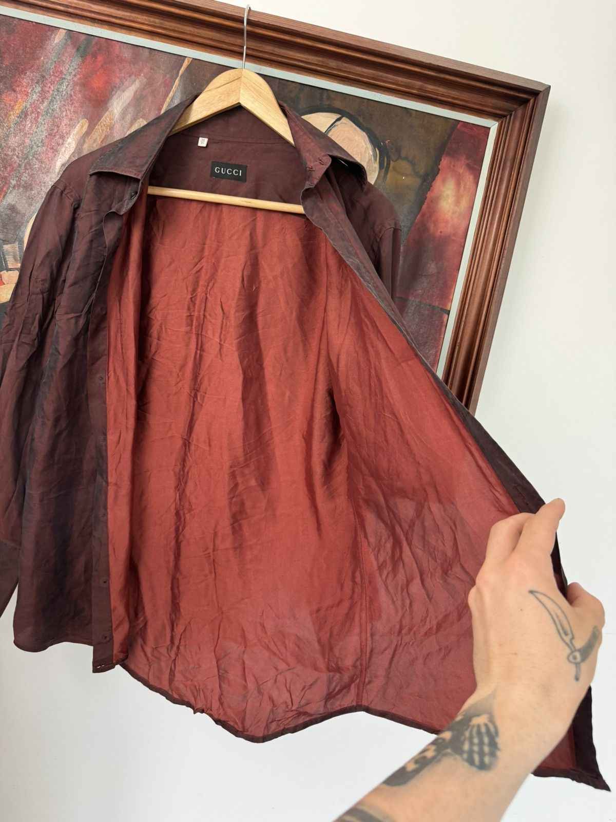 Gucci Gucci Shirt Button Up Vintage Tom Ford Era Designer Brown Size XS / US 0-2 / IT 36-38 - 5 Thumbnail