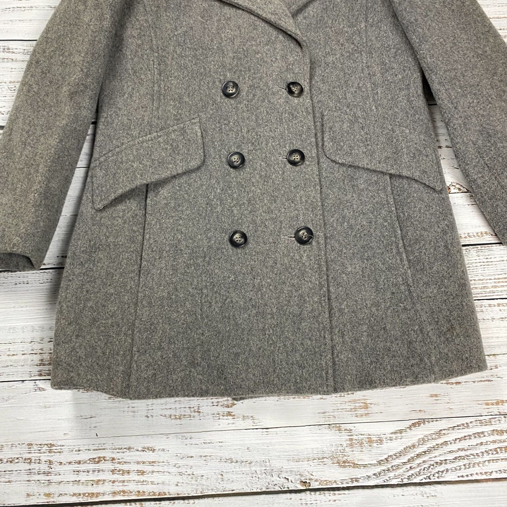 Mackintosh VINTAGE Mackintosh Wool Coat Women’s 10 Long Gray Double-Breasted Pea Coat Womens Size L / US 10 / IT 46 - 3 Thumbnail