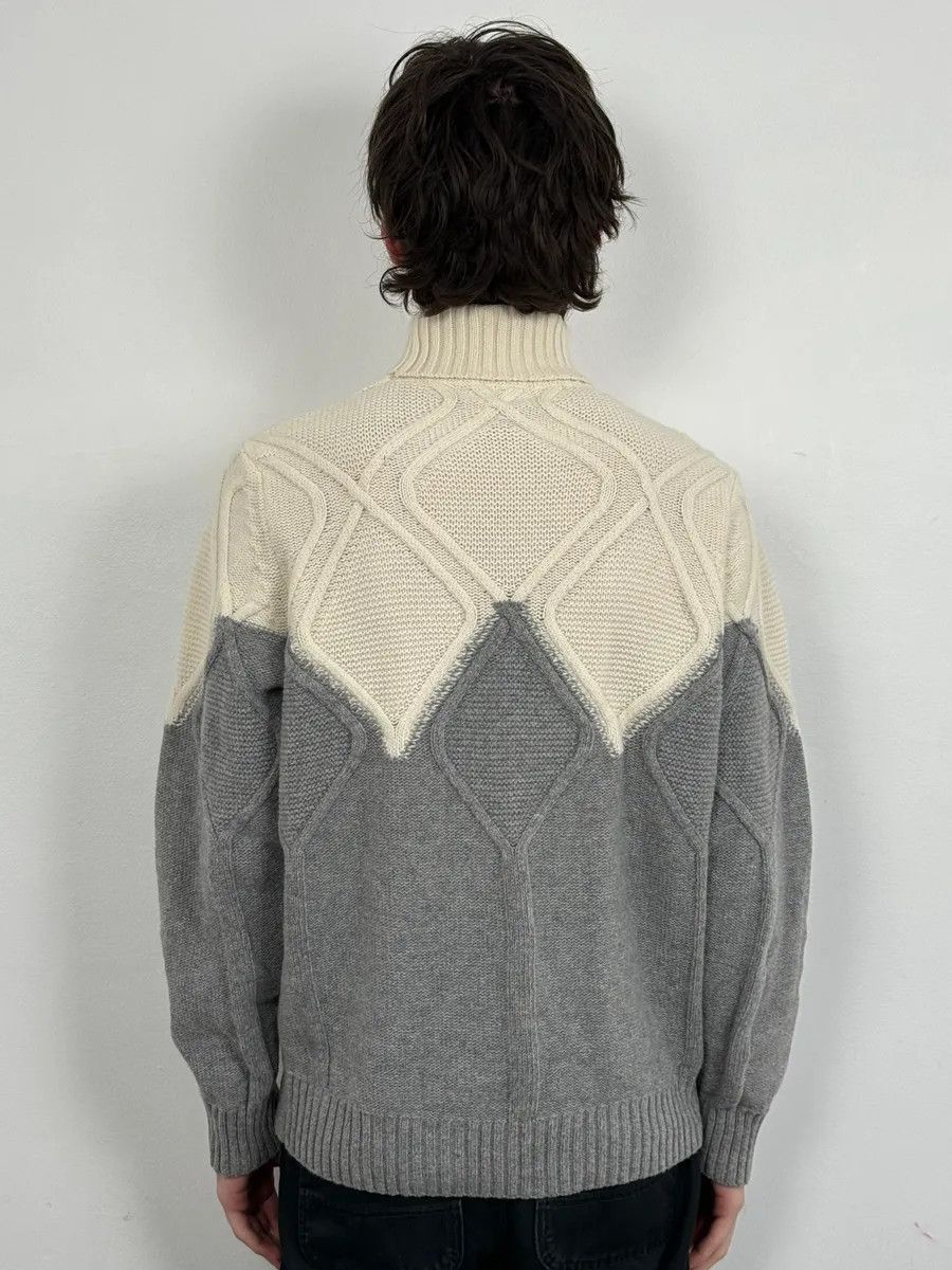 Daniele Alessandrini 2000s Daniele Alessandrini Beige & Grey Structure Turtleneck Sweater Size US S / EU 44-46 / 1 - 3 Thumbnail
