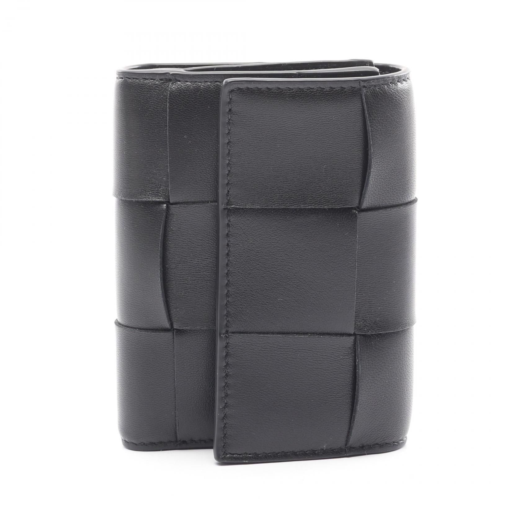 Bottega Veneta Bottega Veneta Cassette Maxi Intrecciato Trifold Wallet Leather Black Size ONE SIZE - 1 Thumbnail