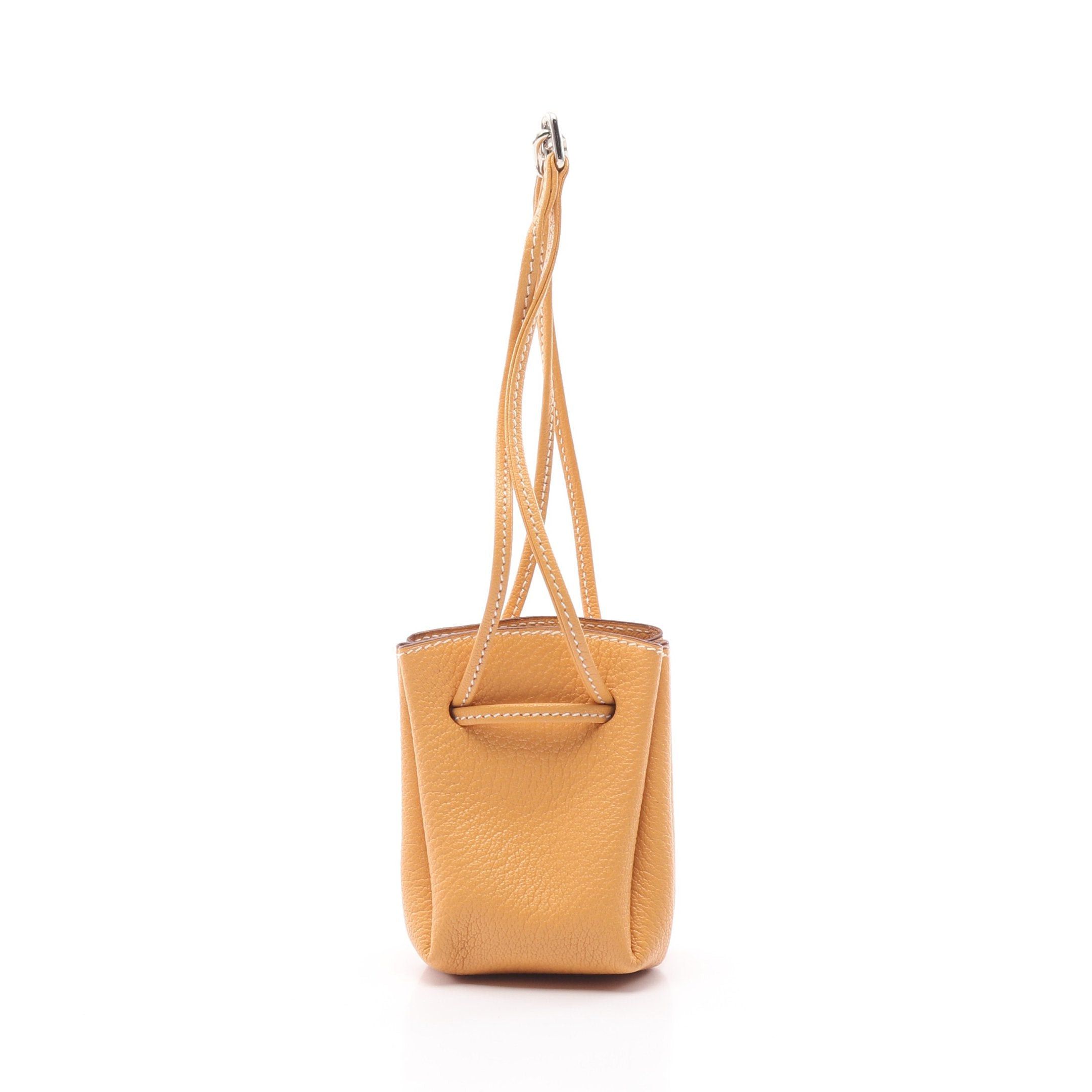 Hermes Hermes Vespa Pouch Chevre Yellow Brown Silver Hardware Stamp Size ONE SIZE - 1 Thumbnail