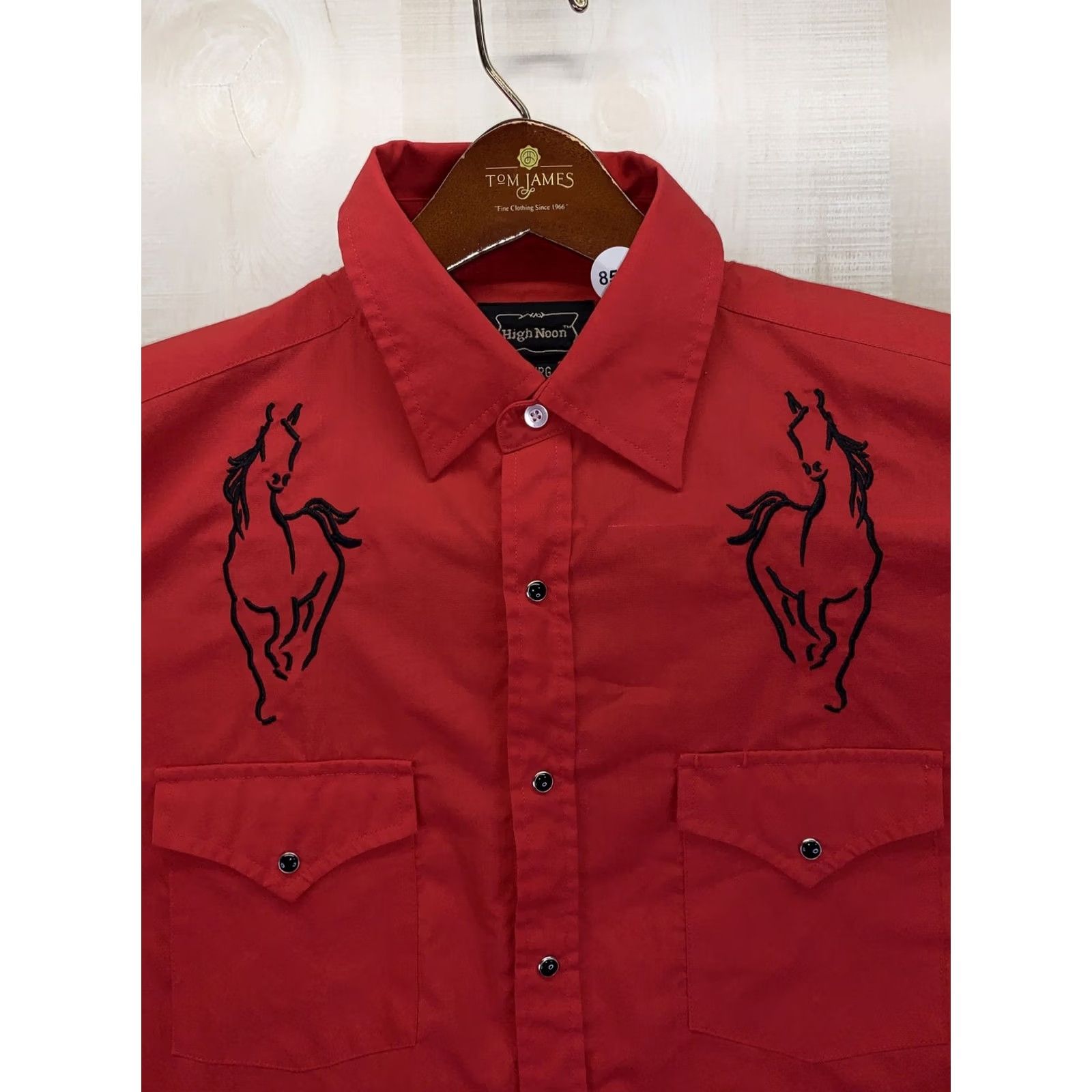 Vintage VINTAGE High Noon Western Shirt Red L Long Sleeve Horse Embroidery Black Enamel Snap Mens Womens Unisex Large-8554 Size US L / EU 52-54 / 3 - 3 Thumbnail