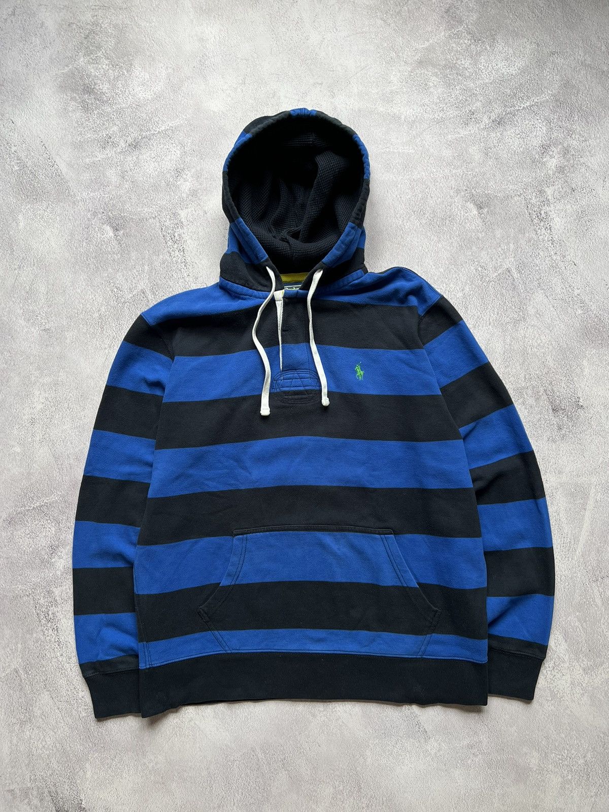 Polo Ralph Lauren VTG Polo Ralph Lauren Striped Rugby Hoodie Size L Size US L / EU 52-54 / 3 - 1 Thumbnail