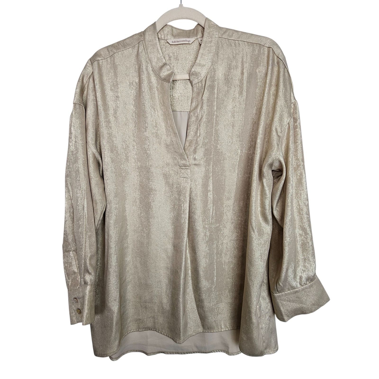 Soft Surroundings Soft Surroundings Womens Gold Metallic Tunic Sz M Lagenlook Size M / US 6-8 / IT 42-44 - 1 Thumbnail