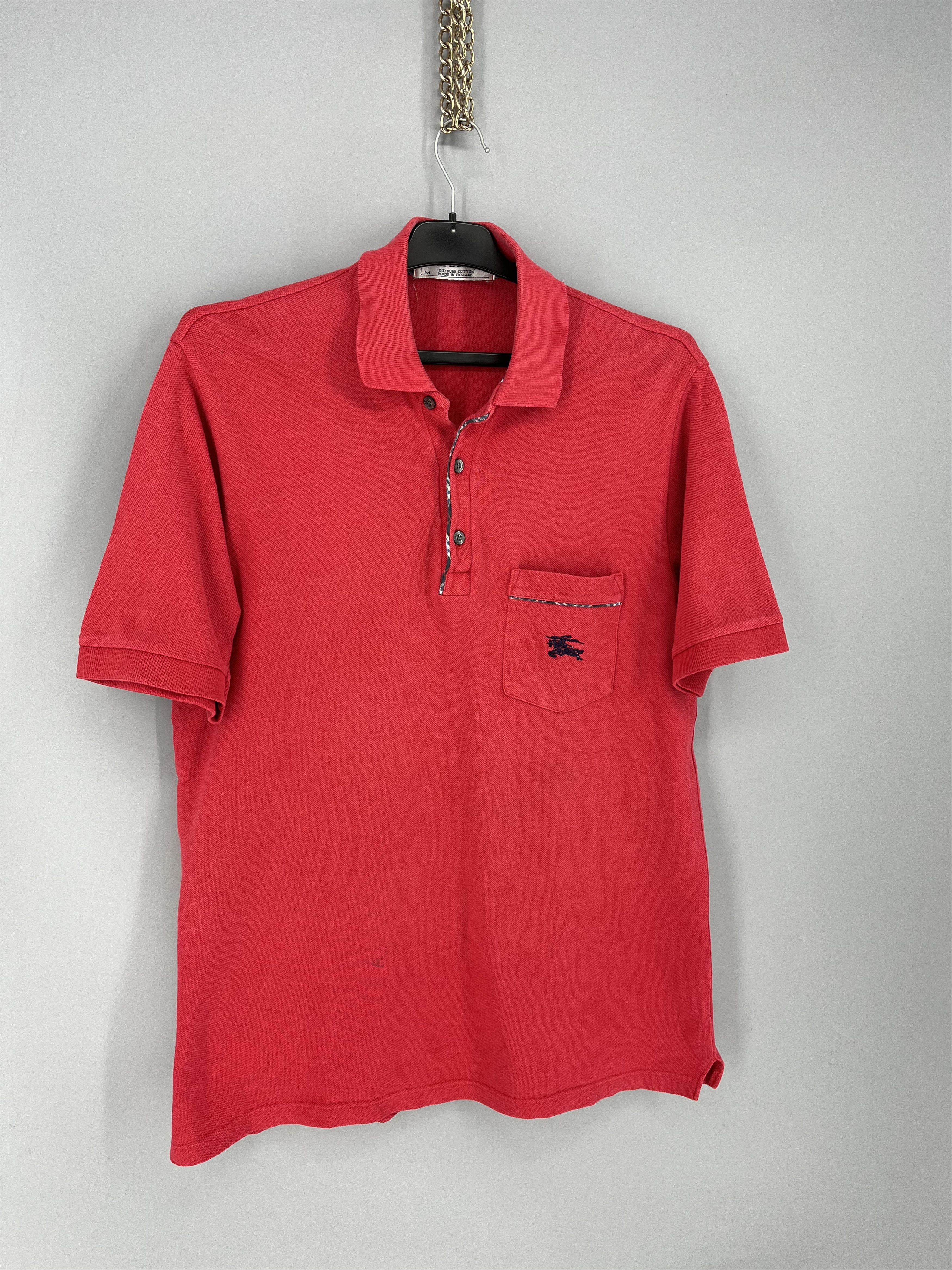 Burberry Vintage Burberry Red Polo T-Shirt Size US M / EU 48-50 / 2 - 2 Thumbnail