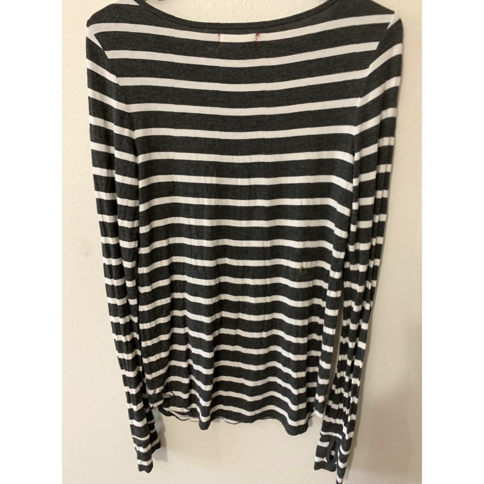 Vintage Max Studio Weekend T Shirt Dress Women Small Gray Stripe Knee Length Stretch Jersey Jewel Neck Long Sleeve Size S / US 4 / IT 40 - 3 Thumbnail