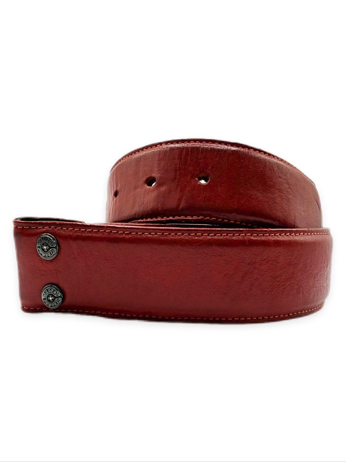 Chrome Hearts Chrome Hearts Dark Red .925 Silver Leather Belt Strap Size 32 - 1 Thumbnail