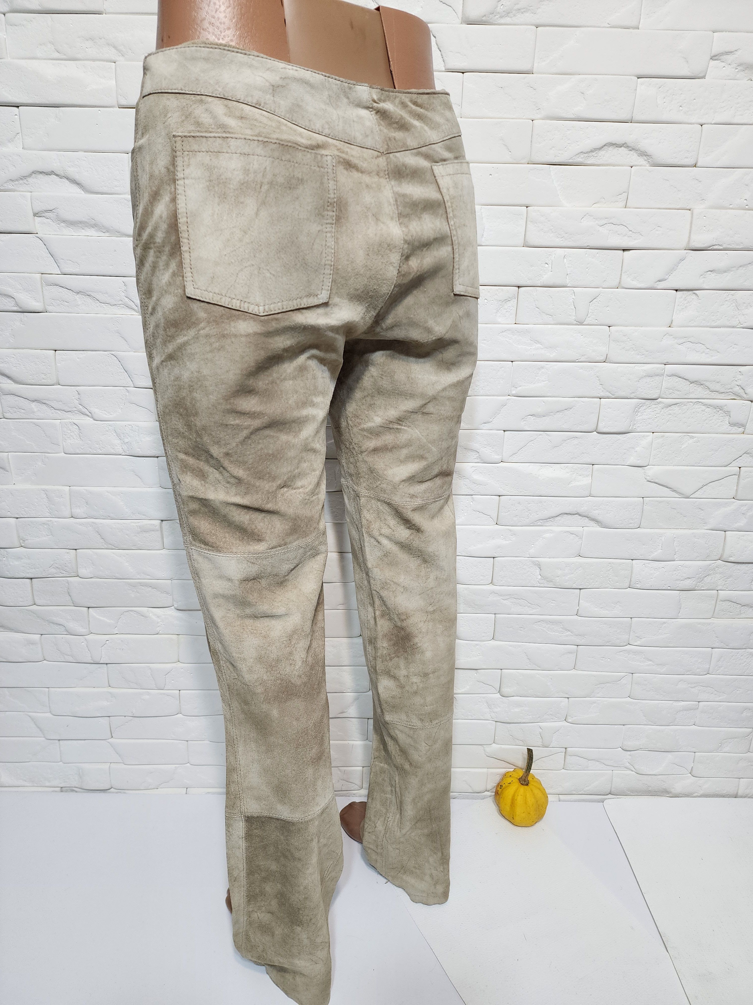 Genuine Leather Gray Leather Pants: Men's Soft Suede Trousers Size US 33 - 7 Thumbnail
