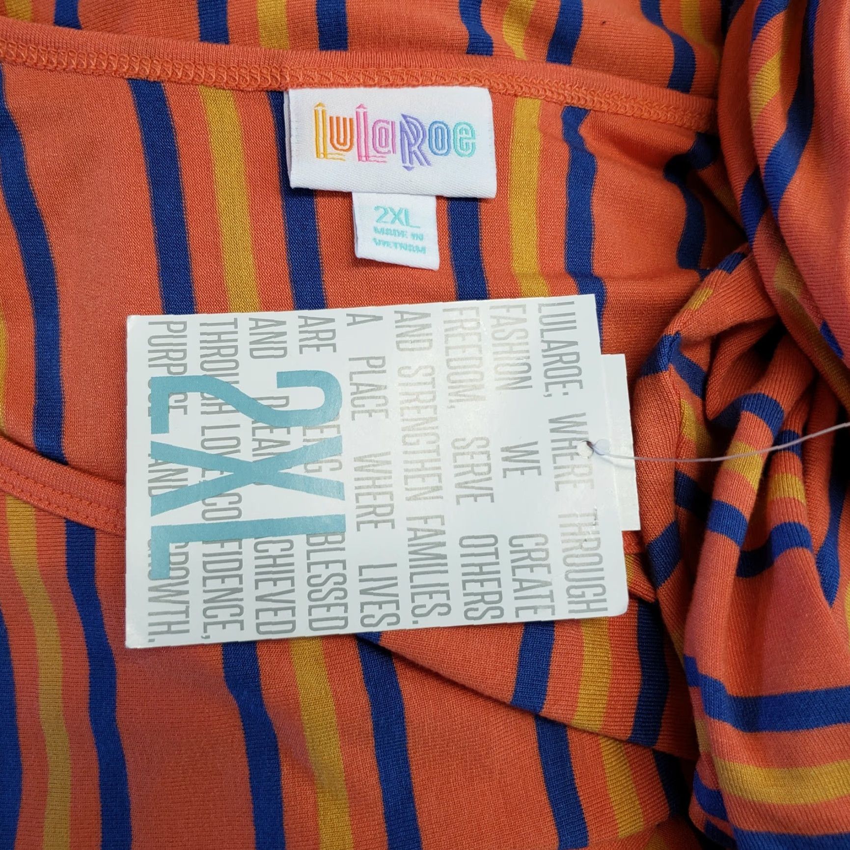 Vintage LuLaRoe Irma Top Shirt Womens 2XL Orange Blue Striped Short Sleeve Tunic Vintage No Mens Womens Size XXL / US 16-18 / IT 52-54 - 4 Thumbnail