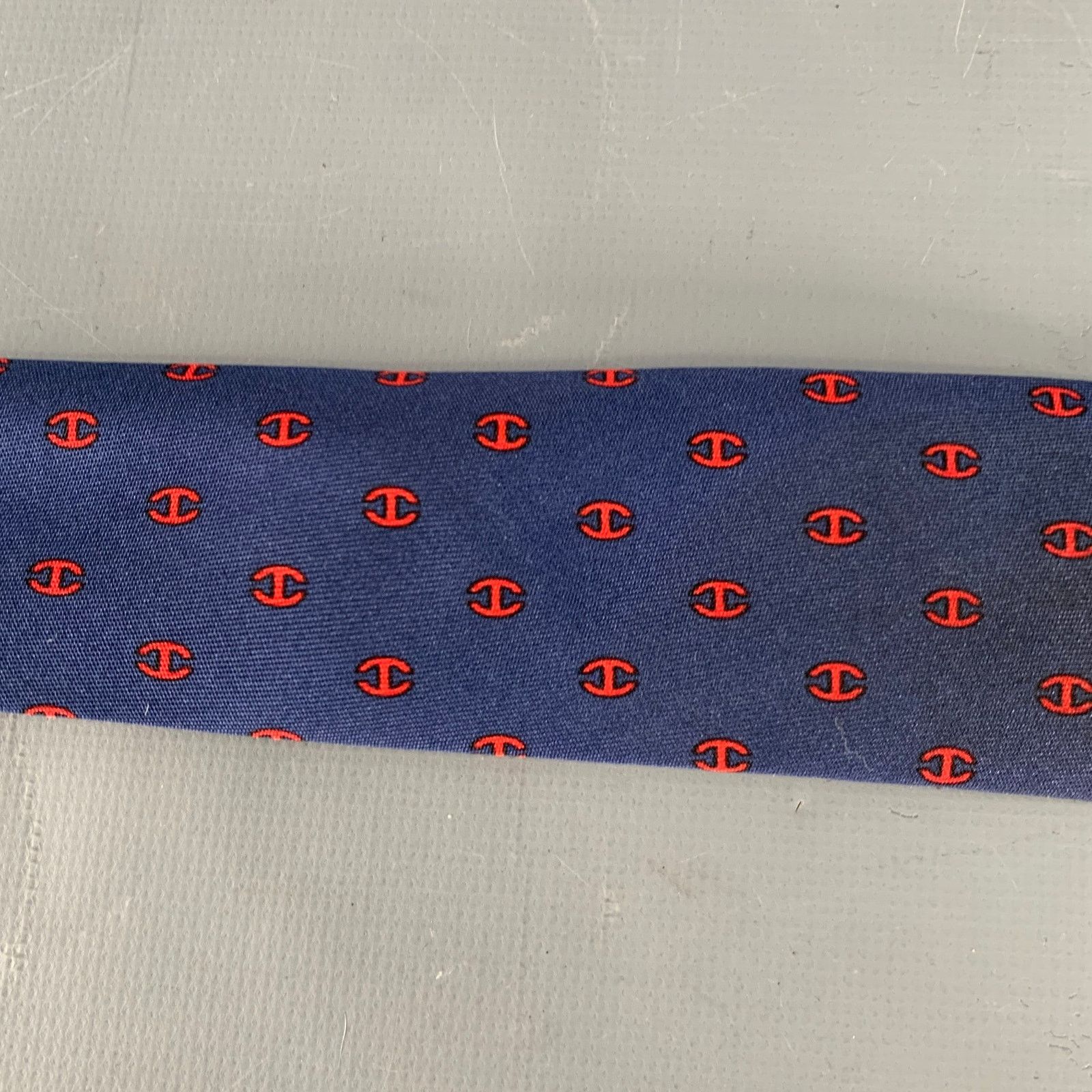 Hermes HERMES Navy Red Monogram Silk Tie Size ONE SIZE - 5 Thumbnail