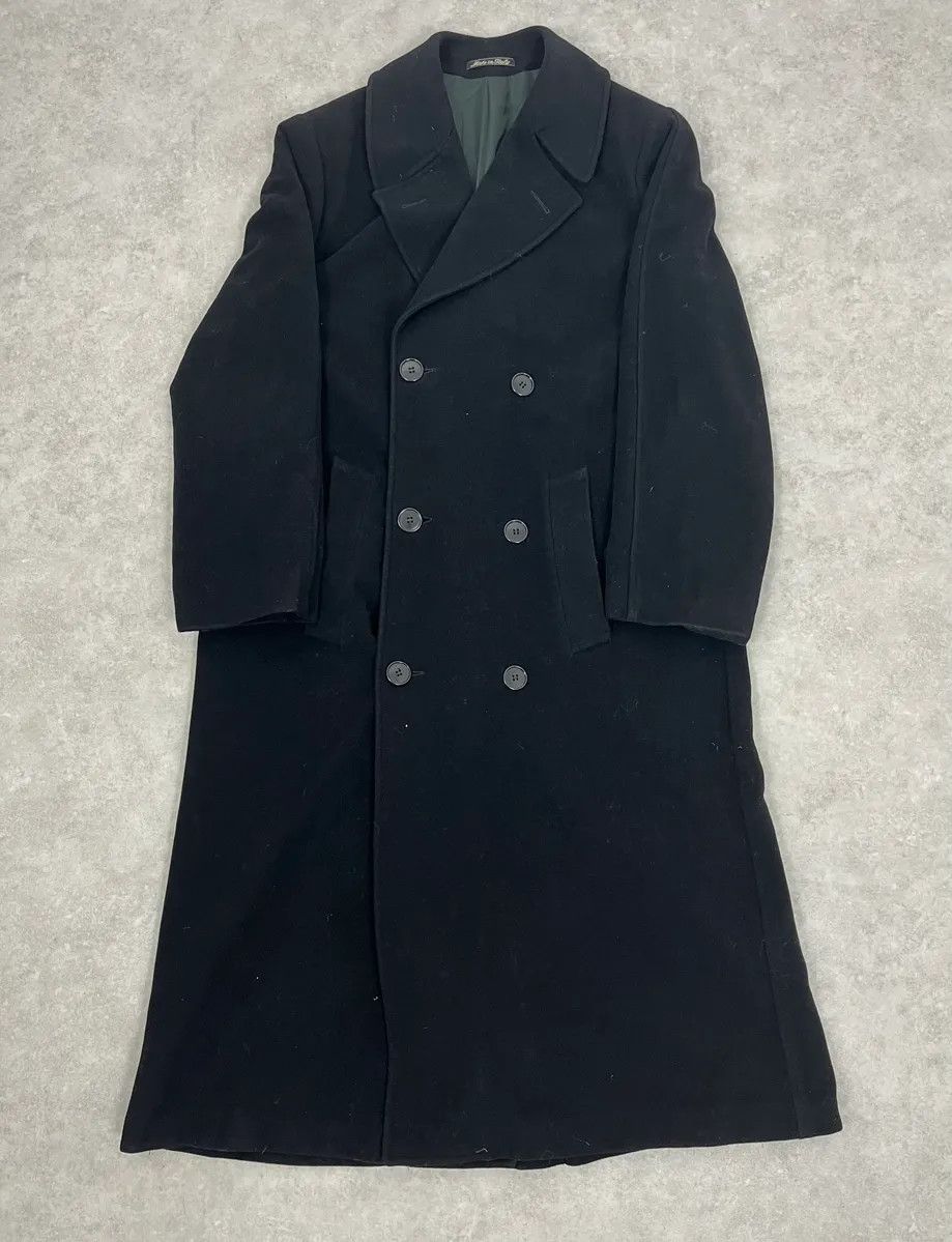 Giorgio Armani 1990s Giorgio Armani Black Buttoned Wool & Silk Trench Coat Size US M / EU 48-50 / 2 - 1 Thumbnail