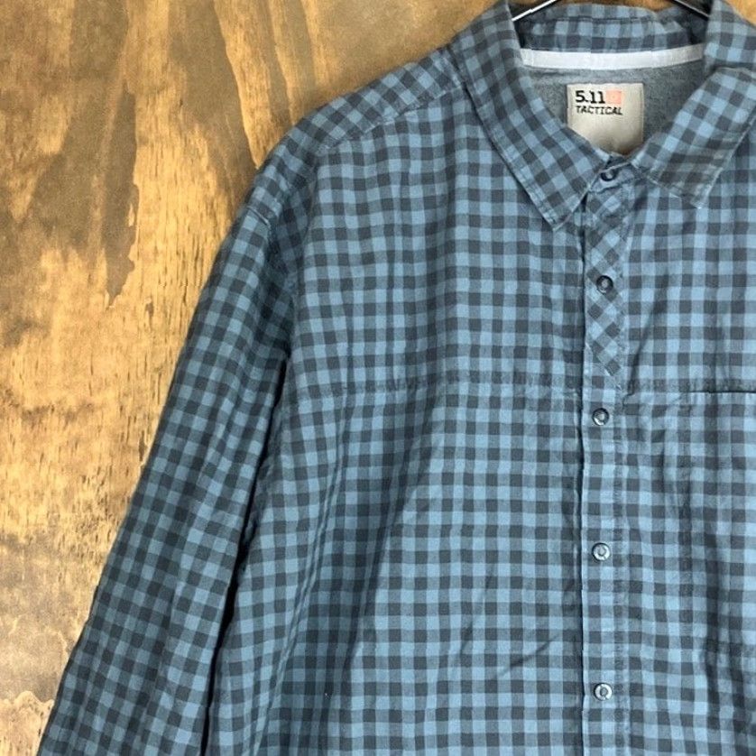 Vintage 5.11 Tactical Mens Shirt Blue Black Plaid Snap Button Down Long Sleeve XL Adult Mens Sh Size US XL / EU 56 / 4 - 4 Thumbnail