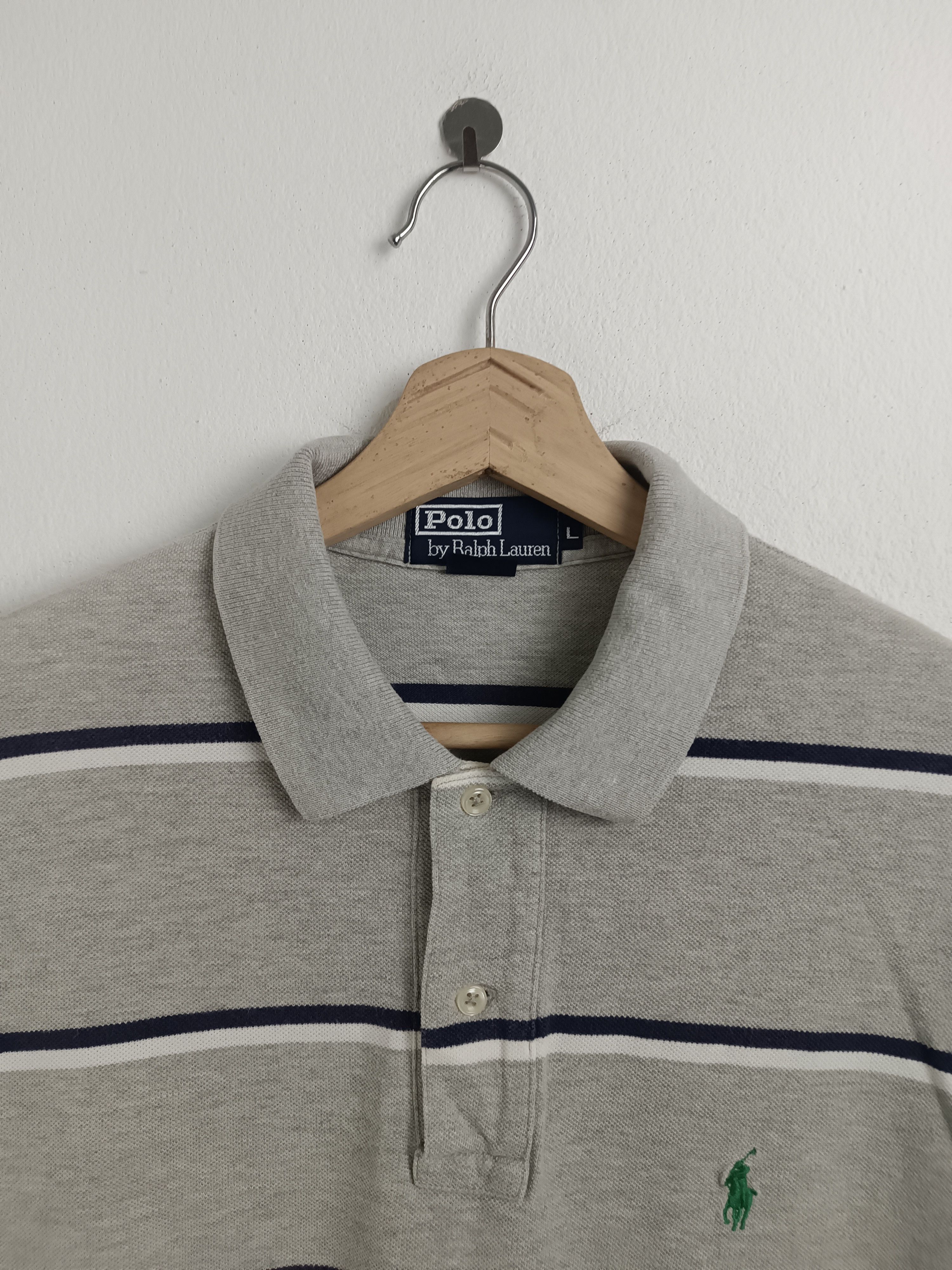 Polo Ralph Lauren VINTAGE POLO RALPH LAUREN STRIPES TEE GRAY VERY RARE Size US L / EU 52-54 / 3 - 8 Thumbnail