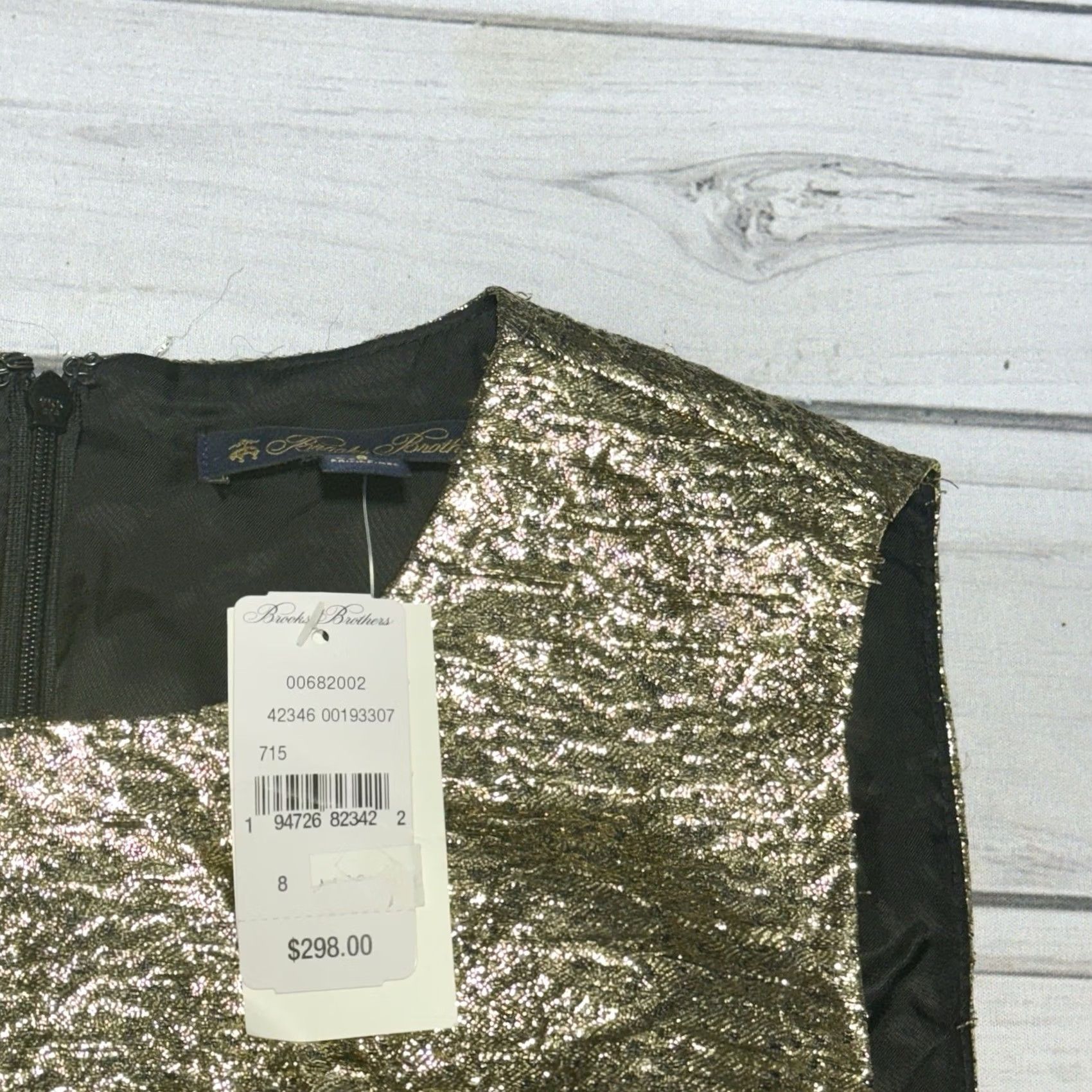 Brooks Brothers Brooks Brothers Dress 8 A-Line Sleeveless Party Cocktail NWT Gold Jacquard Knee Length Women Dress Size M / US 6-8 / IT 42-44 - 3 Thumbnail