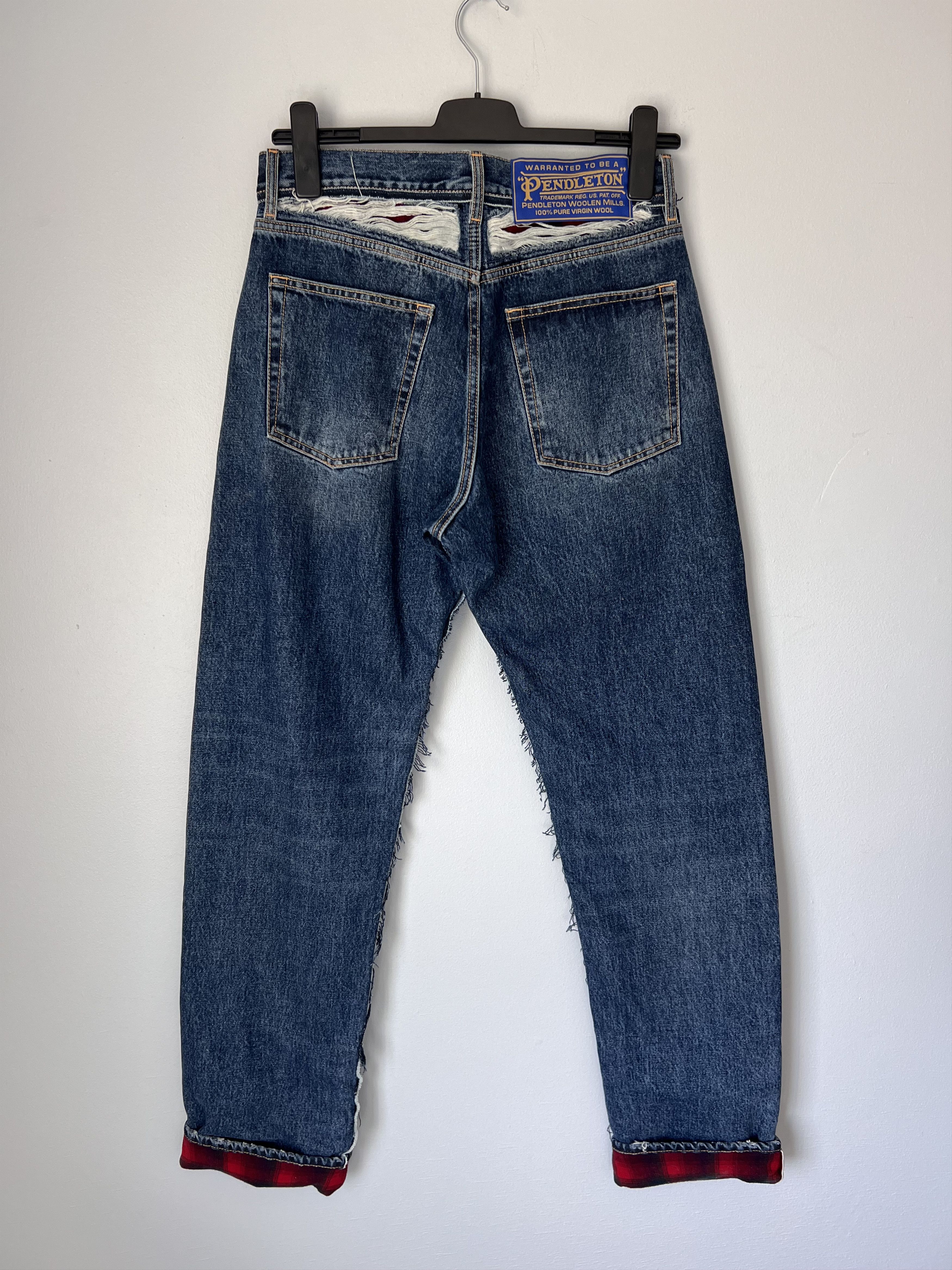 Maison Margiela × Pendleton Maison Margiela Pendleton Yoke Distressed Jeans in Indigo Size US 33 - 4 Thumbnail