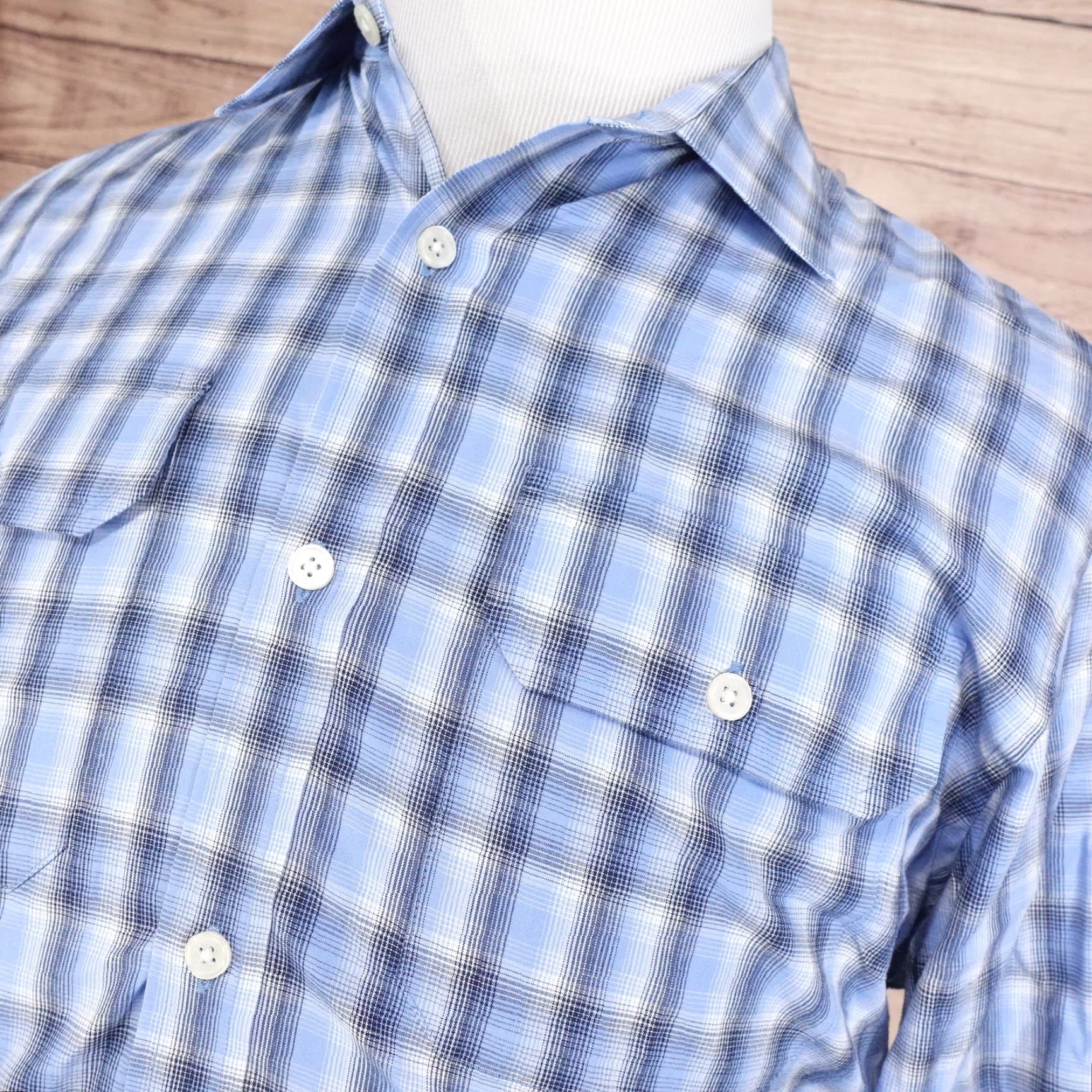 Michael Kors MICHAEL KORS Plaid Button-Up Shirt Long Sleeve Blue Adult Large Mens Size US L / EU 52-54 / 3 - 2 Thumbnail