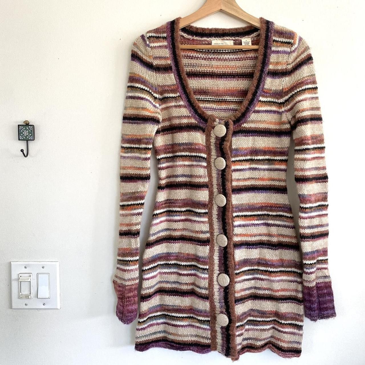Anthropologie ANTHROPOLOGIE CREAM MULTICOLOR STRIPED SWEATER DRESS XS Size XS / US 0-2 / IT 36-38 - 5 Thumbnail