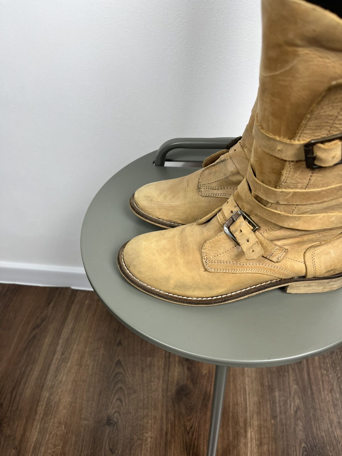 Other Vintage Tan Leather Mid-Calf Boots with Buckle Straps Size US 7.5 / IT 37.5 - 9 Thumbnail