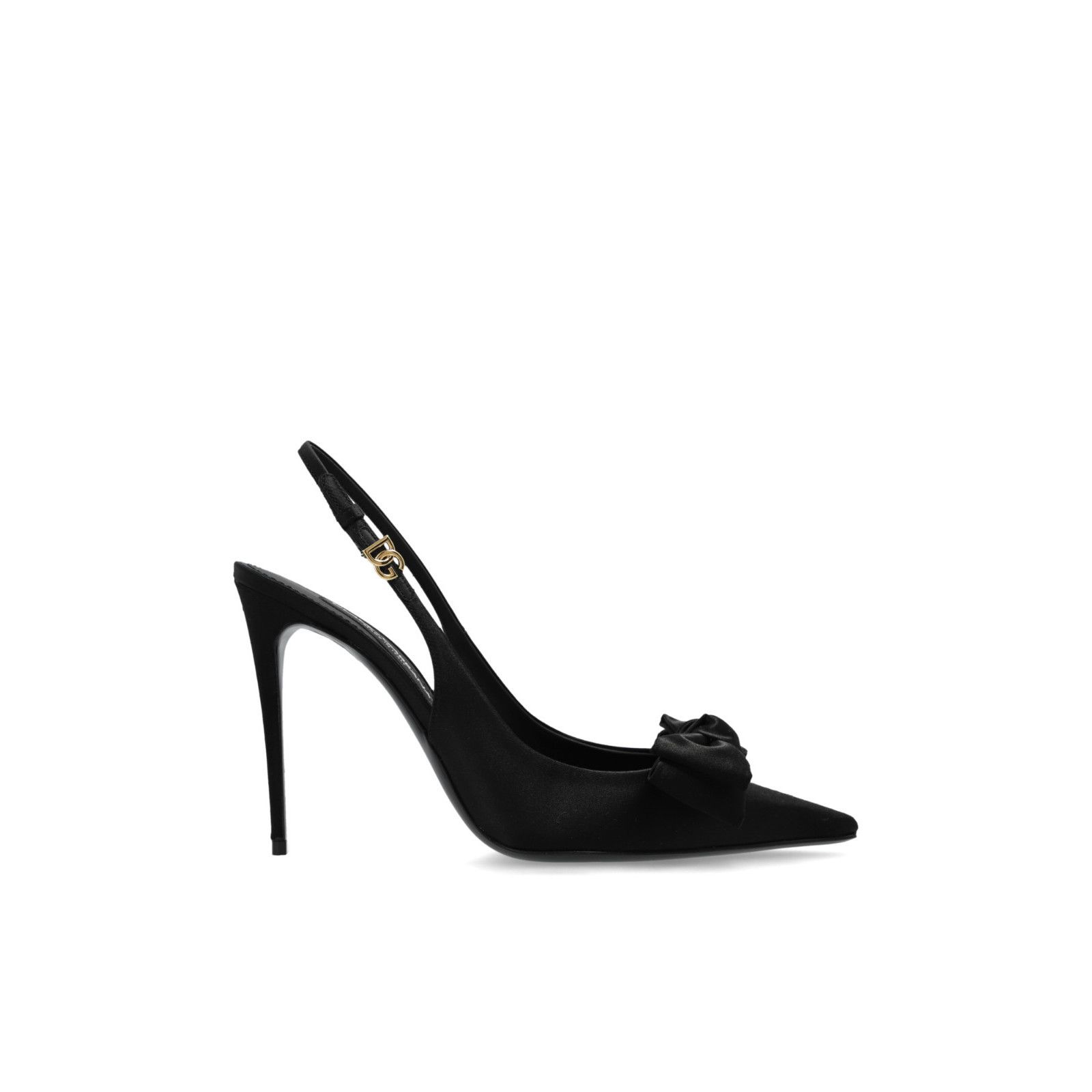 DOLCE&GABBANA Bow Black Satin 120mm Heel Pumps New & Authent