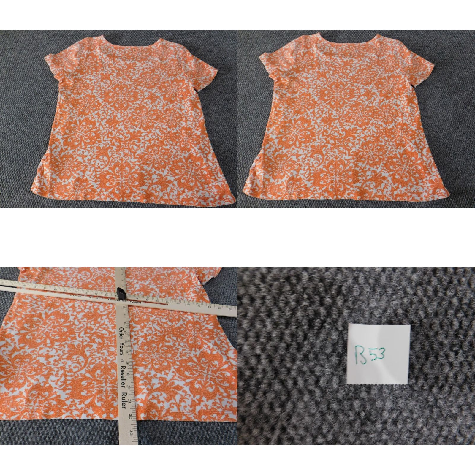 Jones New York Jones New York top Blouse XL Orange geometric Crew Neck Short Sleeve Cotton Rayon Womens Casual Size XL / US 12-14 / IT 48-50 - 8 Thumbnail
