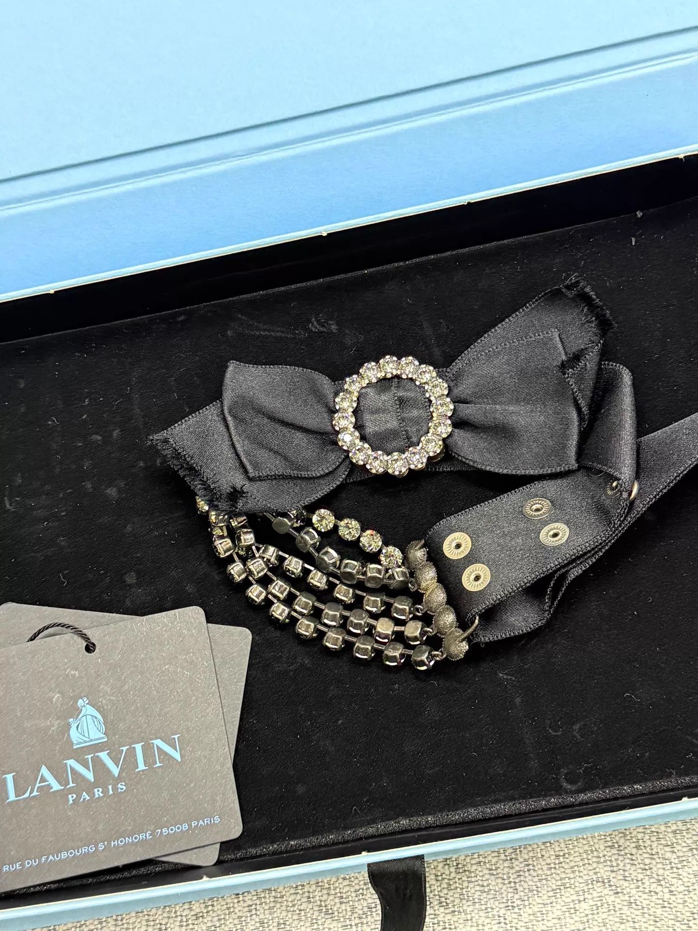 Lanvin Lanvin Black Crystal-Embellished Bow Necklace (New) Size ONE SIZE - 1 Thumbnail