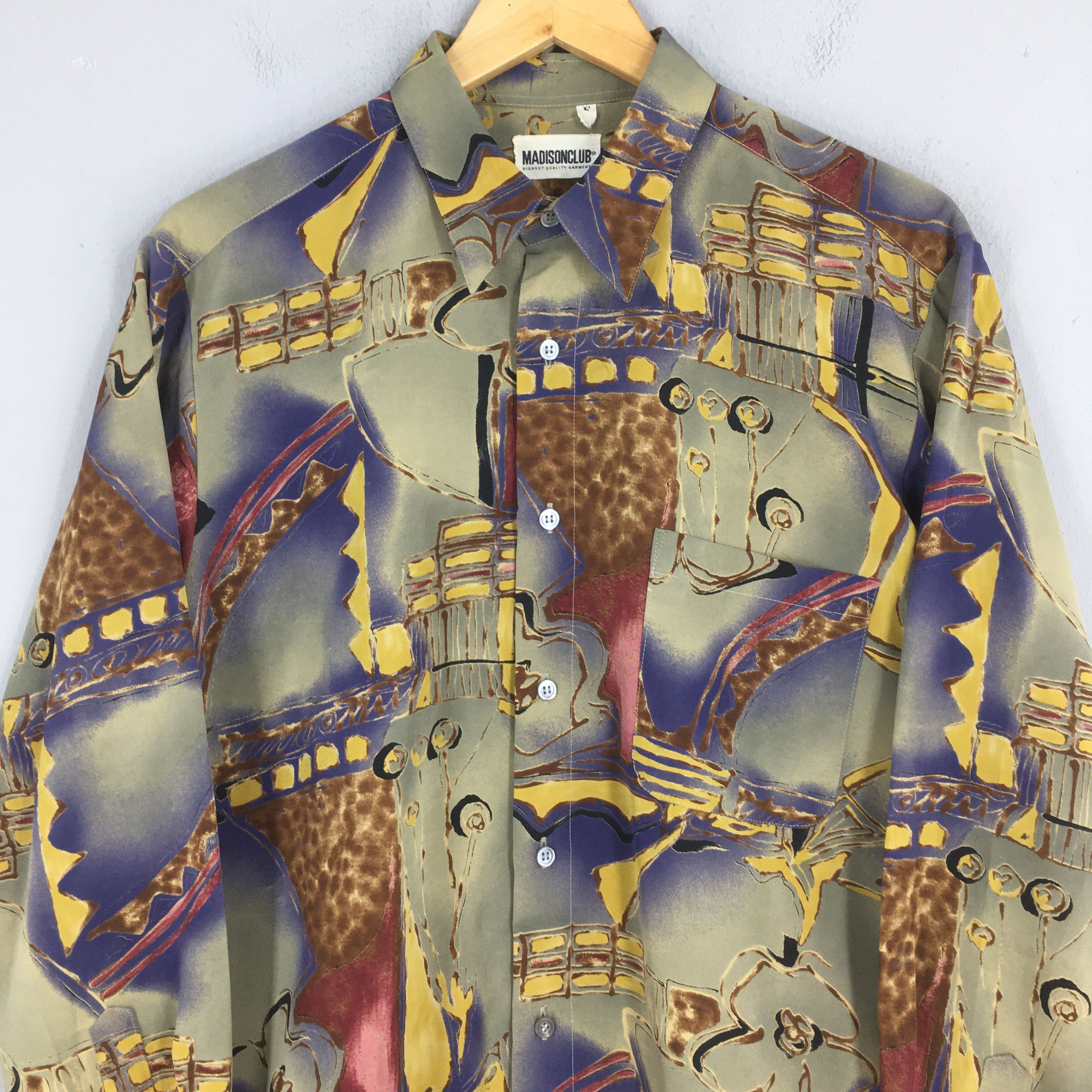 Vintage Vintage Psychedelic Men Casual Oxfords Shirt Large Size US L / EU 52-54 / 3 - 2 Thumbnail