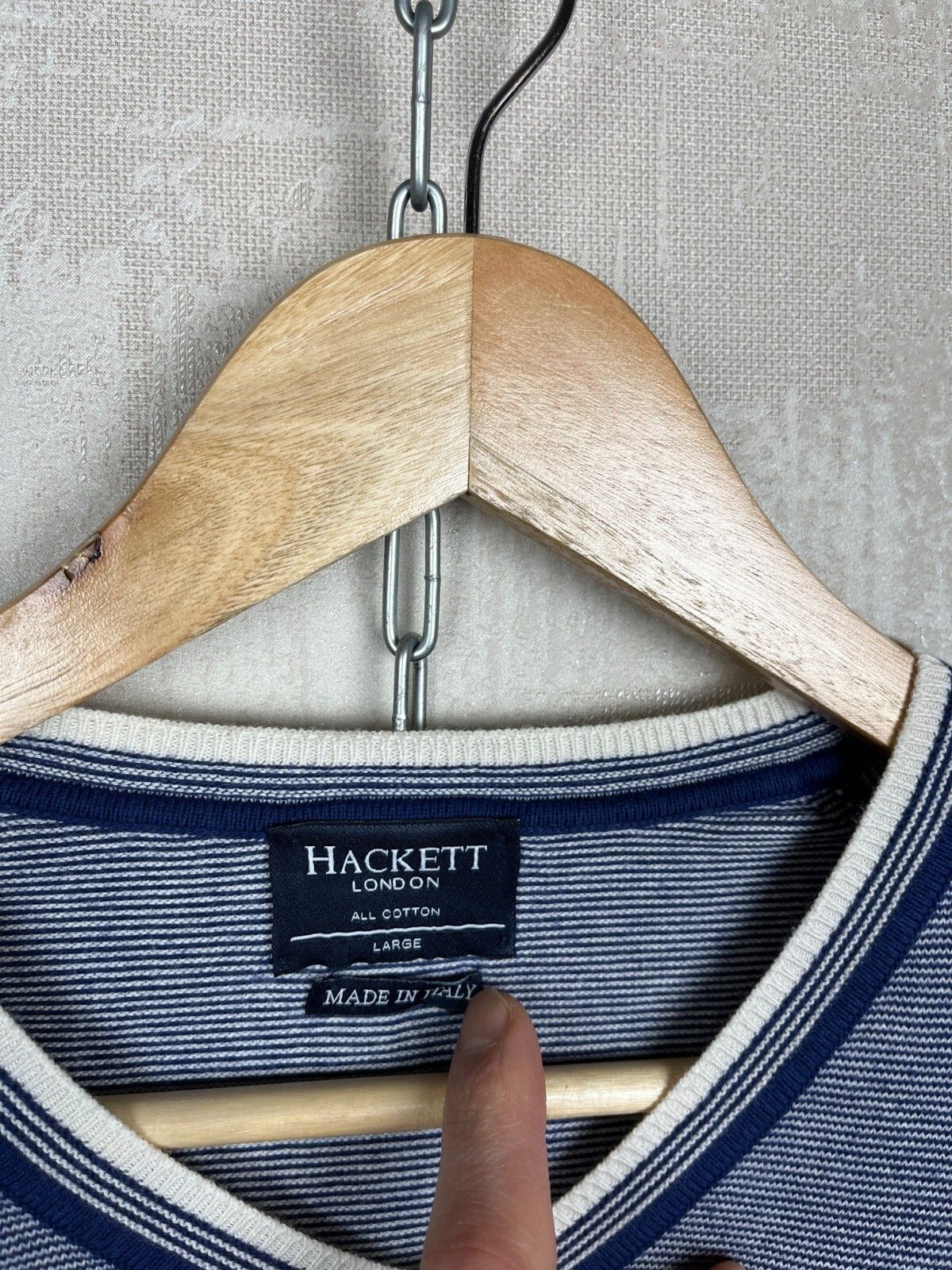 Hackett Hackett London V-neck Striped All Cotton Sweater Size US L / EU 52-54 / 3 - 9 Thumbnail