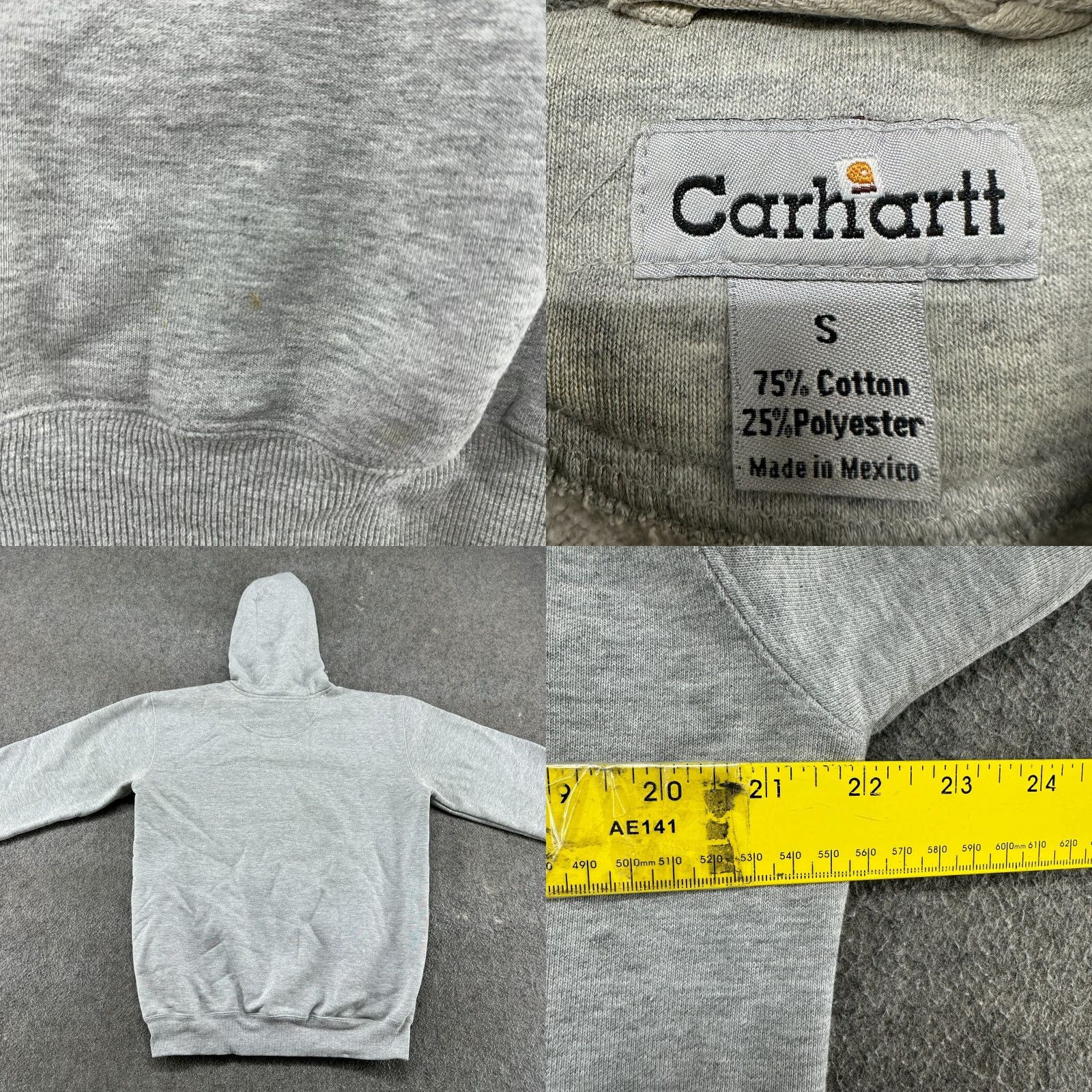 Carhartt VINTAGE Carhartt Hoodie Mens Small Grey Pullover Cotton Heather Y2K Size US S / EU 44-46 / 1 - 8 Thumbnail