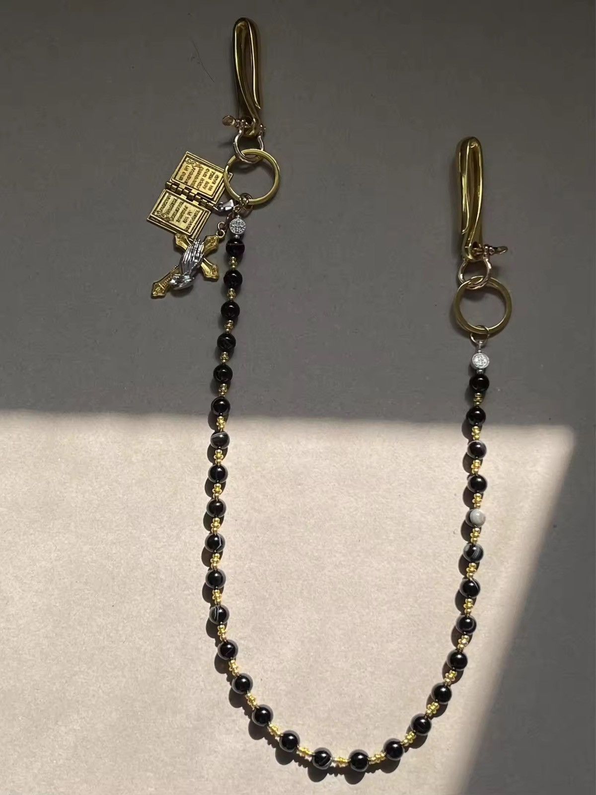 Jewelry Black Beads Cross Pant Chain Size ONE SIZE - 4 Thumbnail